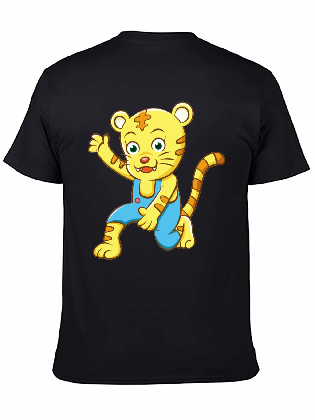 Cartoon Tiger Graphic Tee - Mens Black T-Shirt