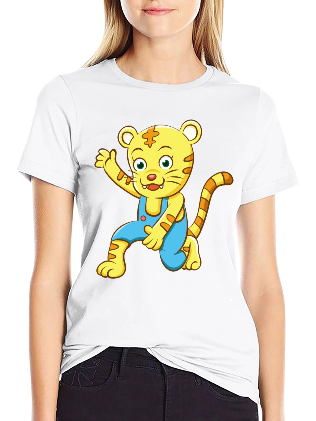 Cartoon Tiger Graphic Tee - Mens Black T-Shirt
