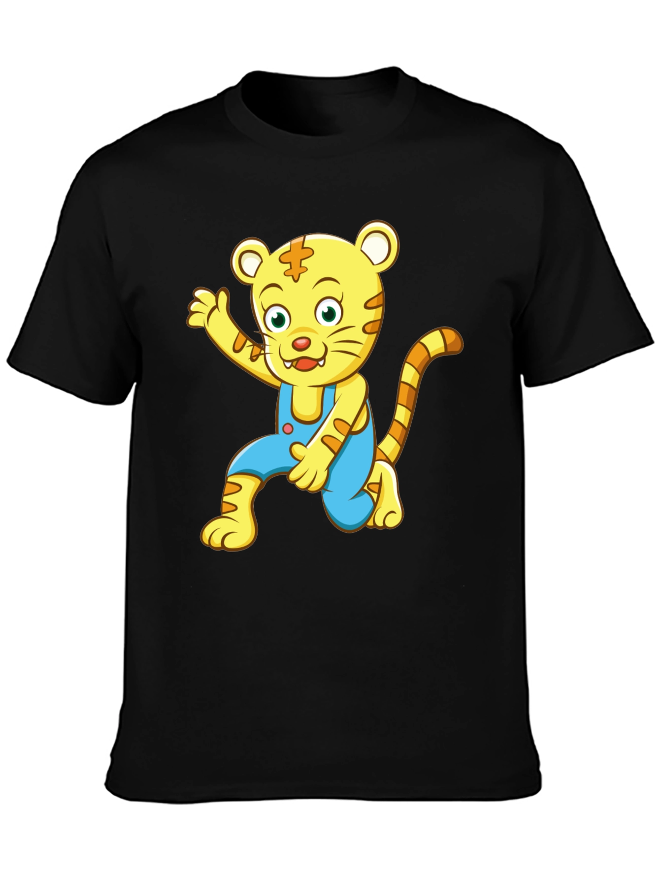 Cartoon Tiger Graphic Tee - Mens Black T-Shirt