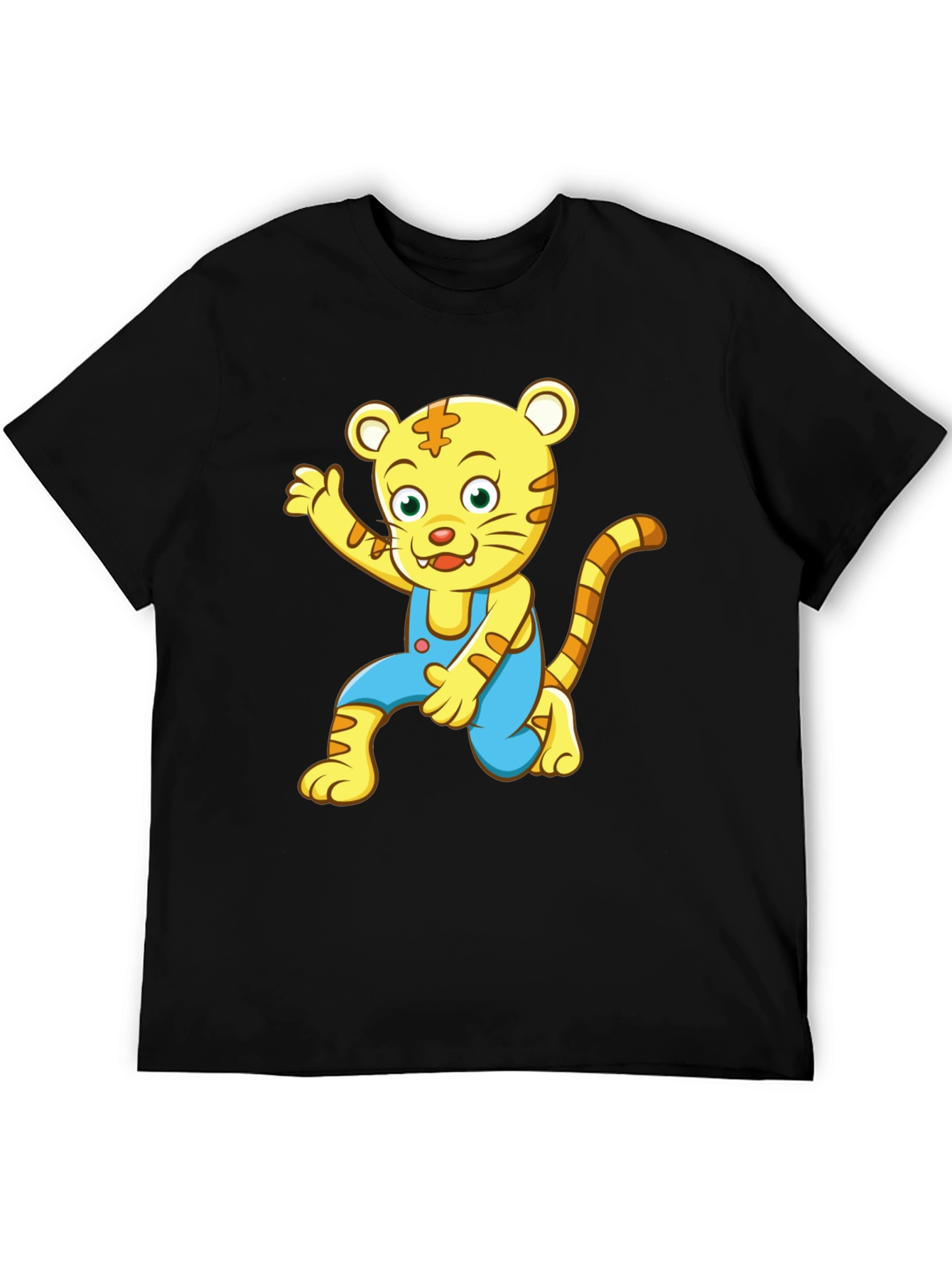 Cartoon Tiger Graphic Tee - Mens Black T-Shirt