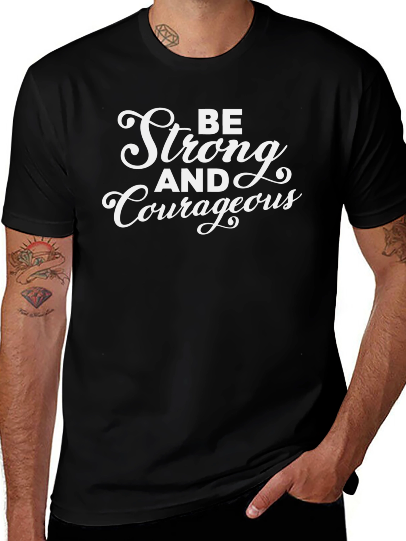 Be Strong and Courageous Graphic Tee - Black