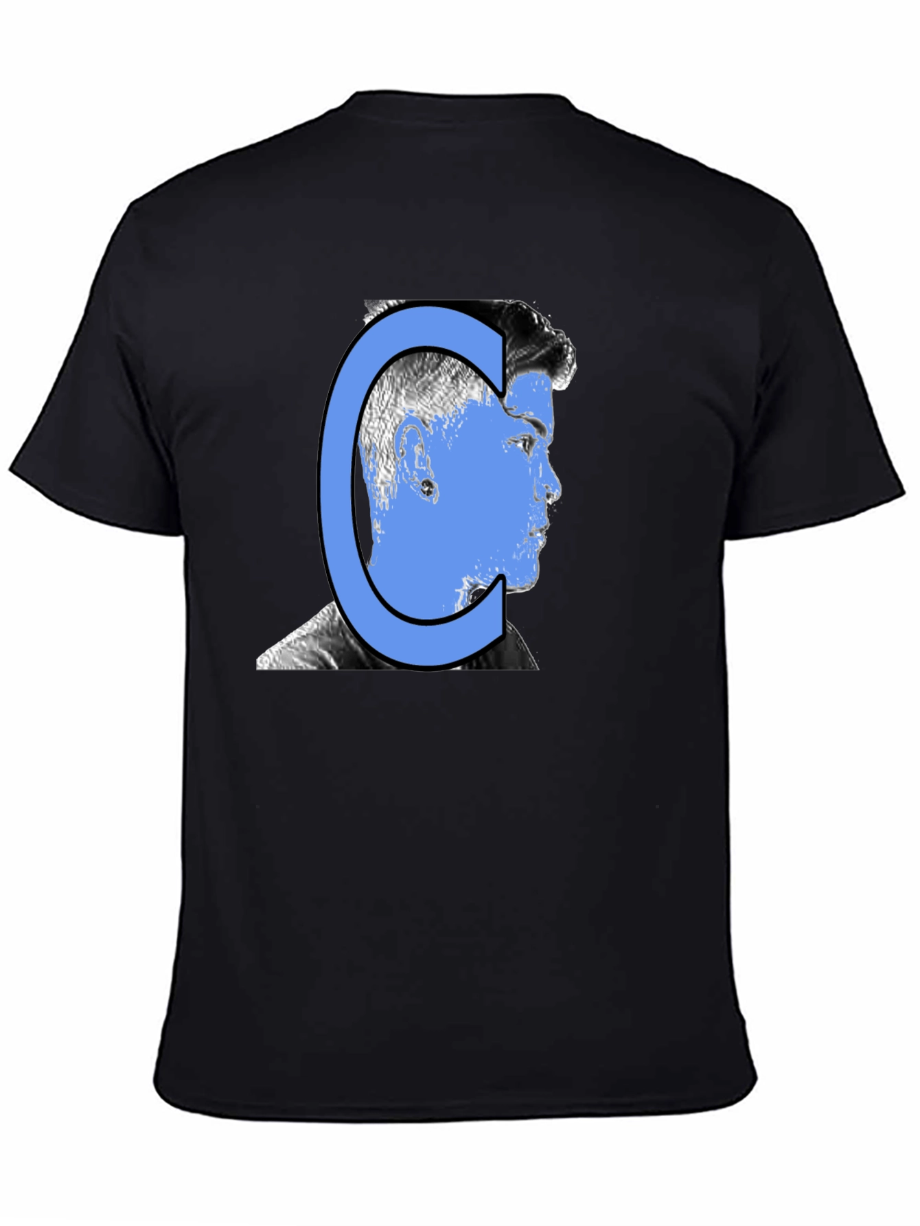 Black Graphic Tee - Letter C Man Silhouette Print