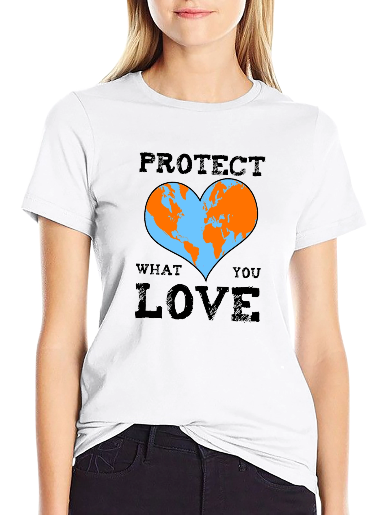Protect What You Love Earth Heart Graphic T-Shirt