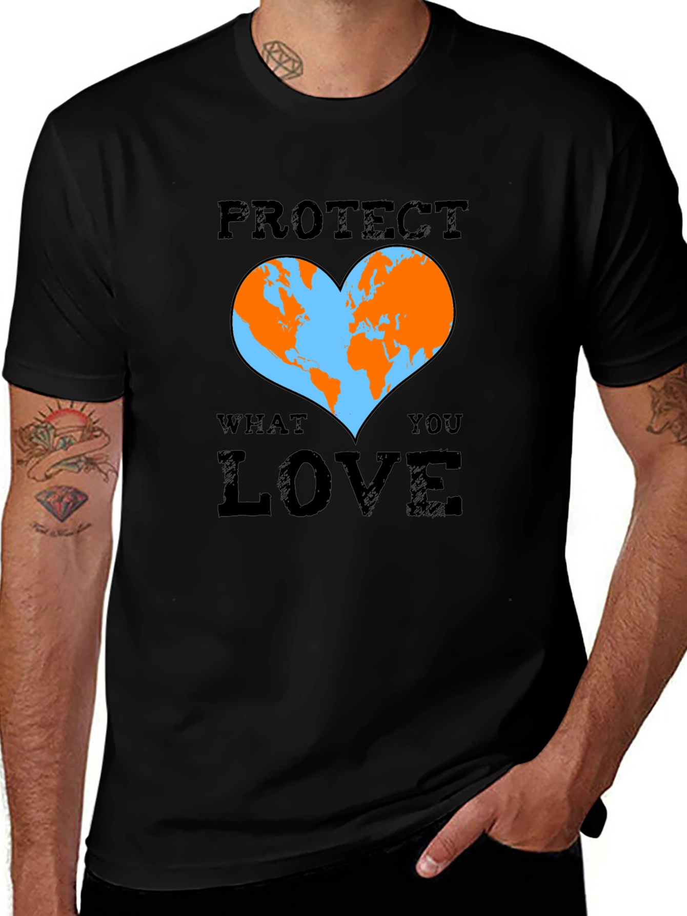 Protect What You Love Earth Heart Graphic T-Shirt