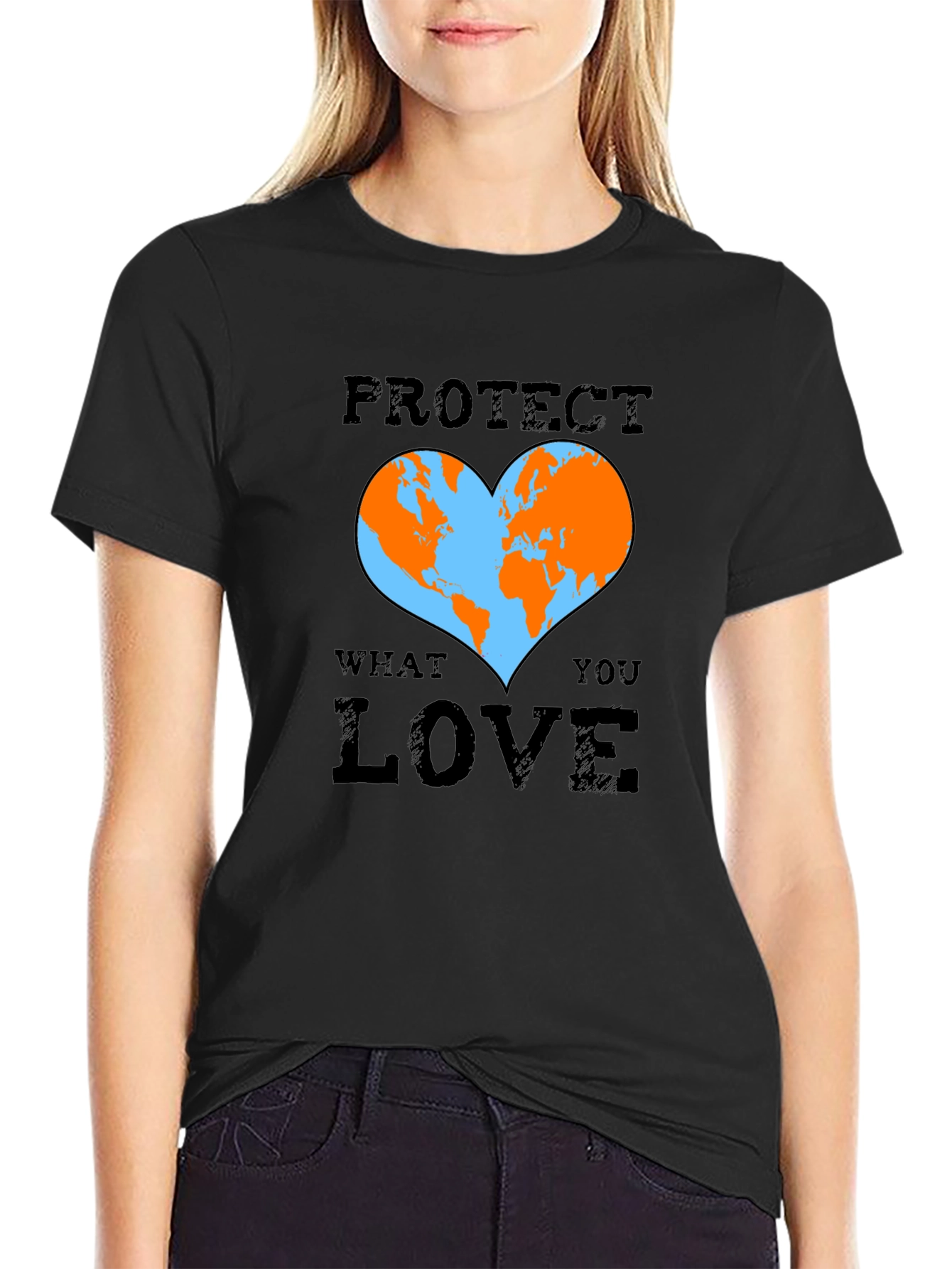Protect What You Love Earth Heart Graphic T-Shirt