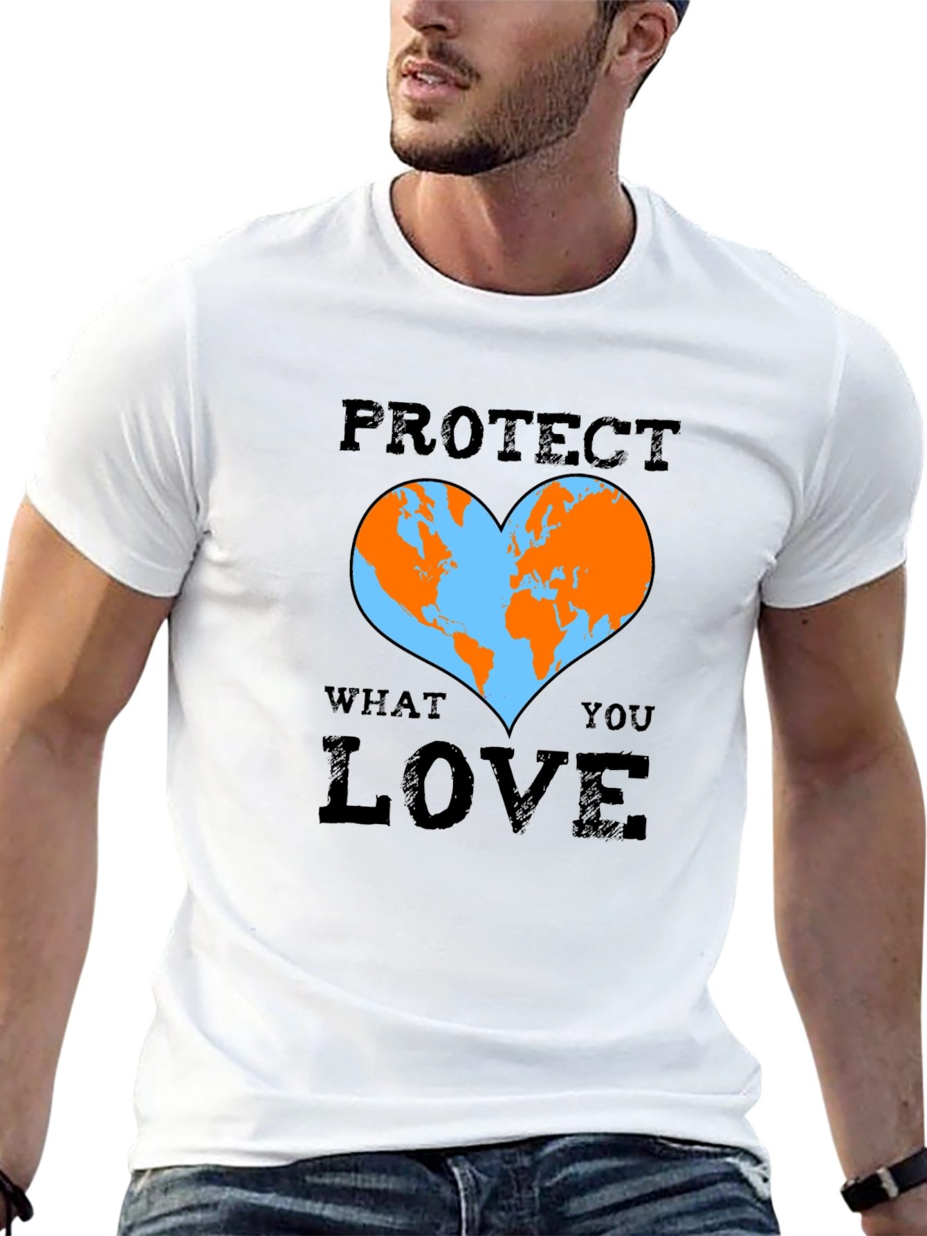 Protect What You Love Earth Heart Graphic T-Shirt