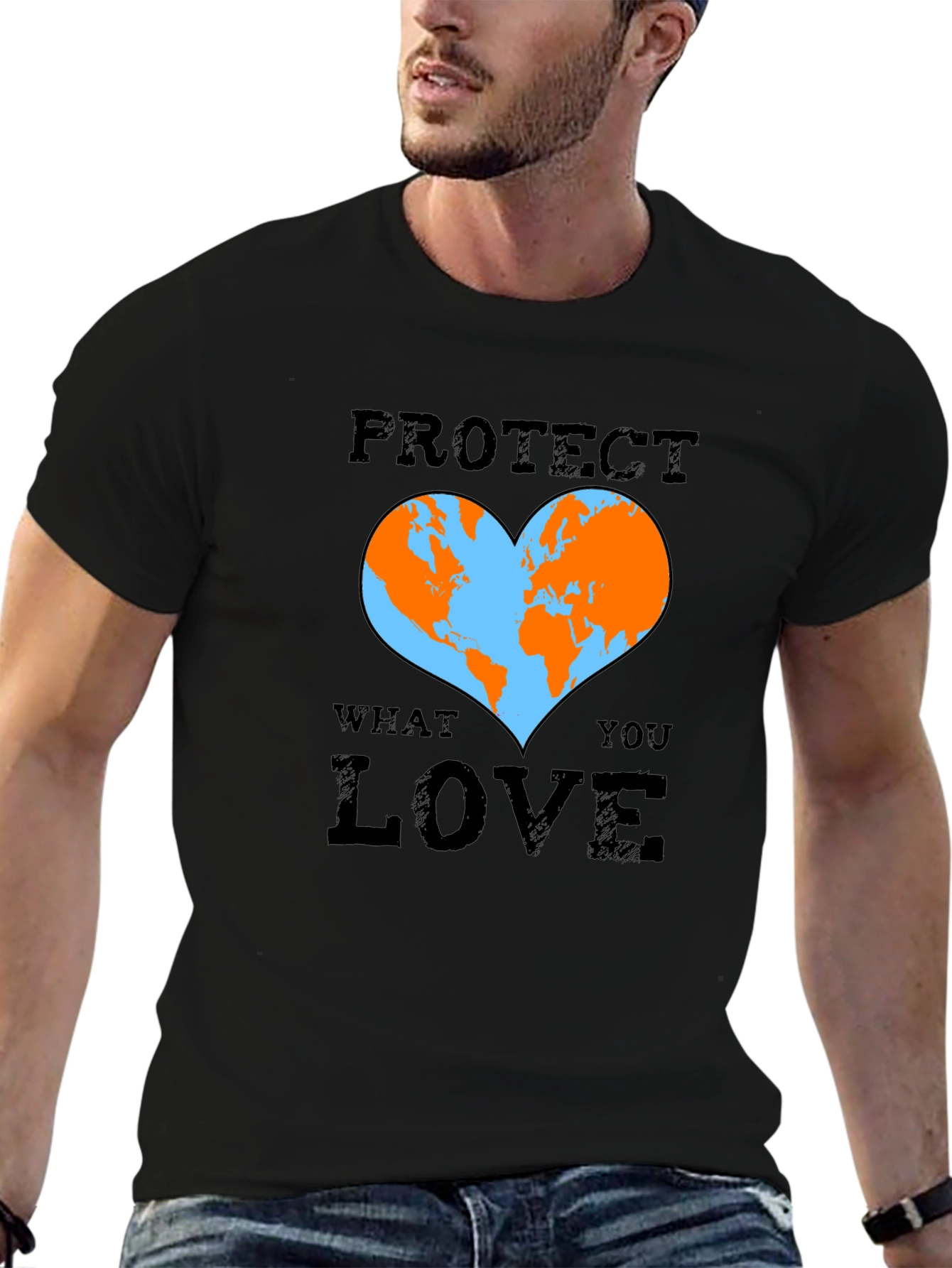 Protect What You Love Earth Heart Graphic T-Shirt
