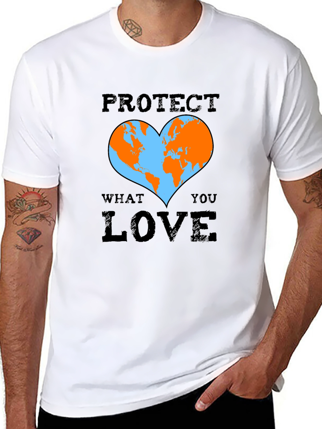 Protect What You Love Earth Heart Graphic T-Shirt