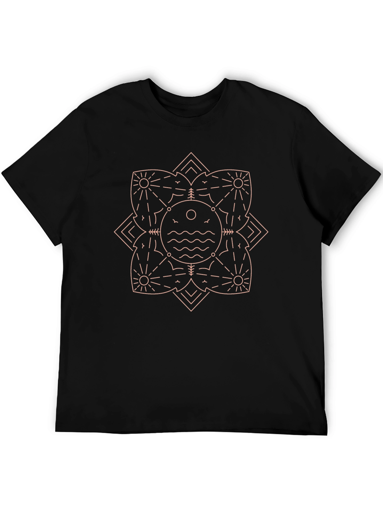 Geometric Nature Graphic Tee - Black