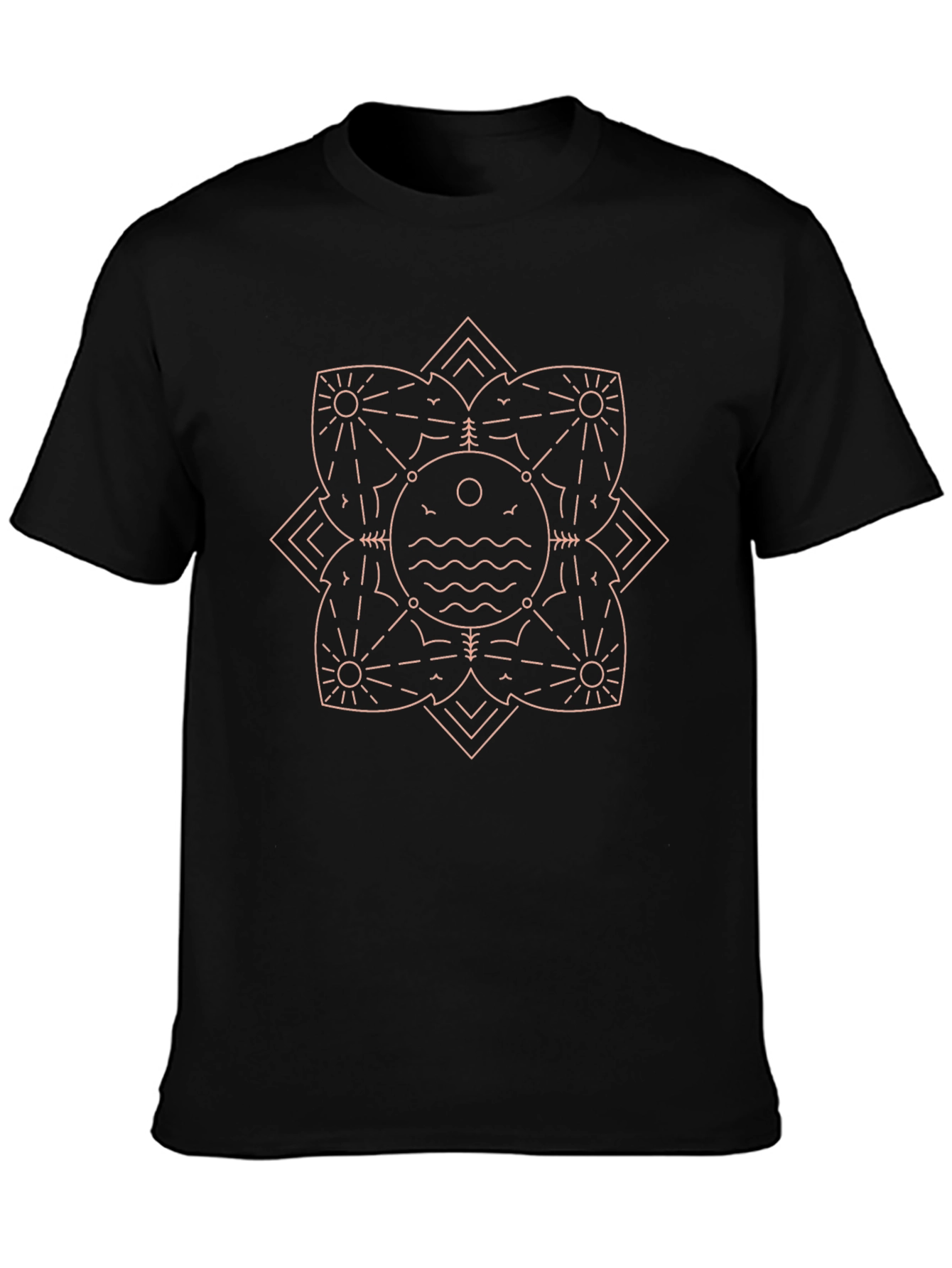 Geometric Nature Graphic Tee - Black