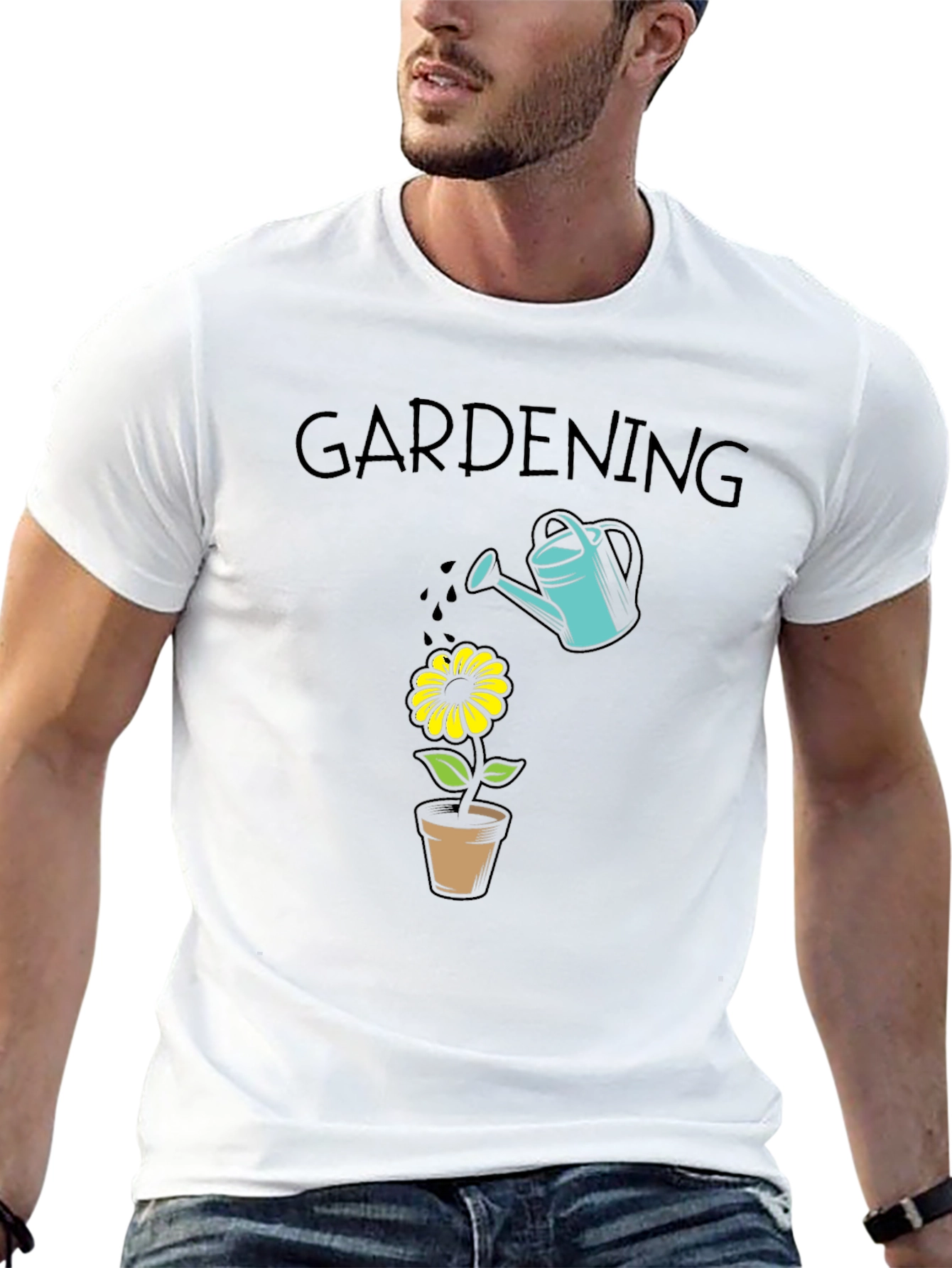 Gardening T-Shirt - Water Can & Flower Design