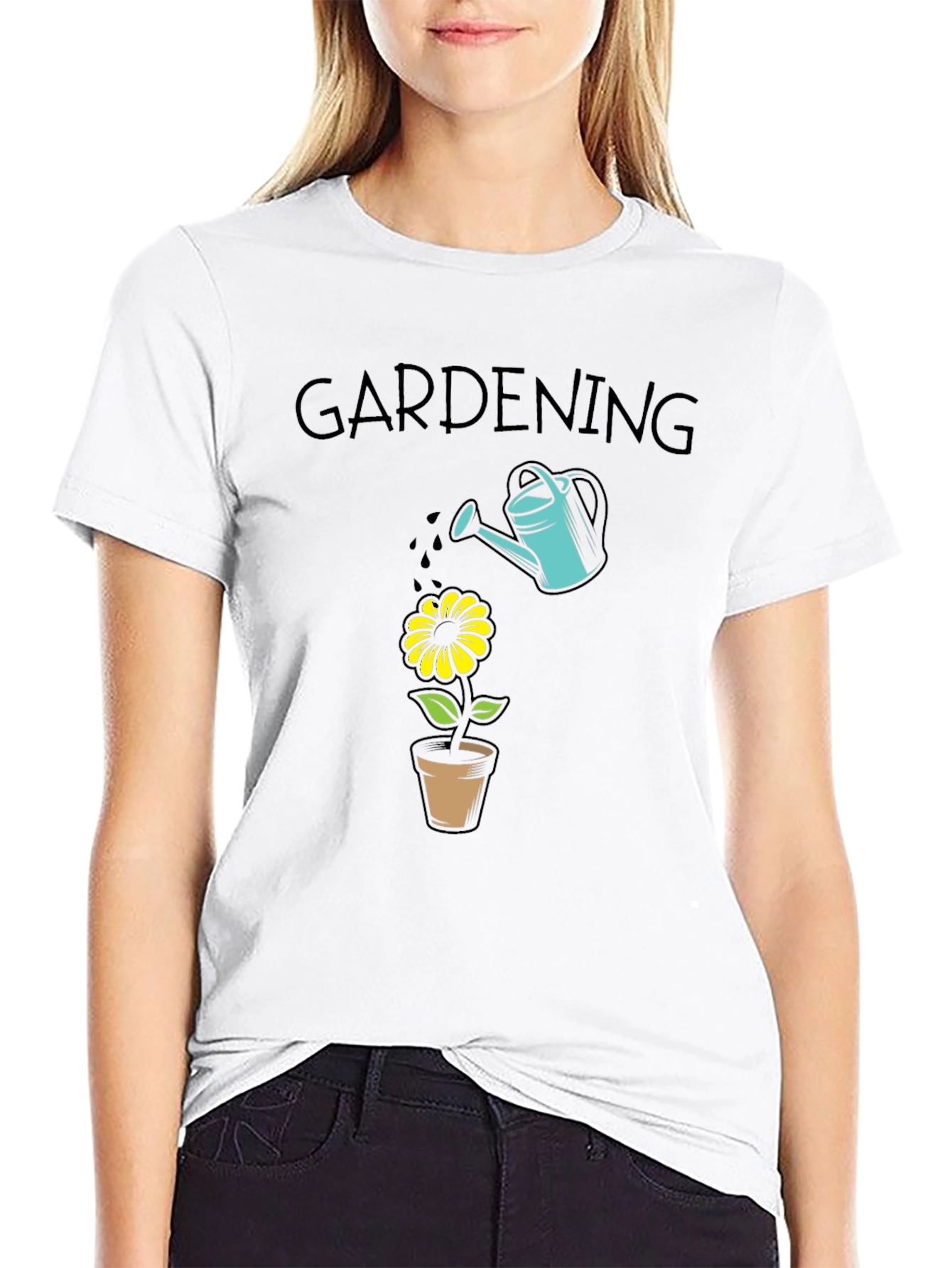 Gardening T-Shirt - Water Can & Flower Design