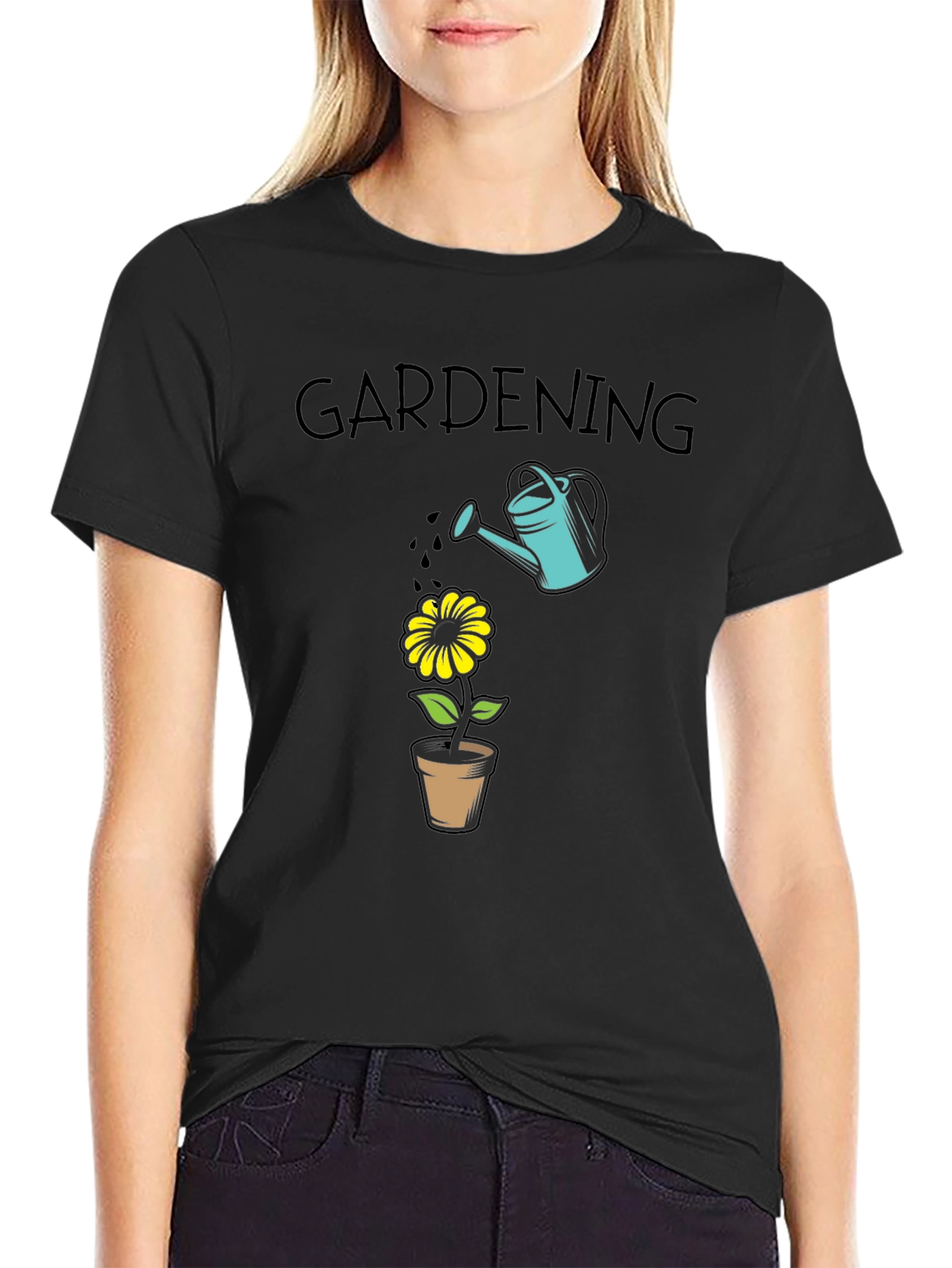 Gardening T-Shirt - Water Can & Flower Design