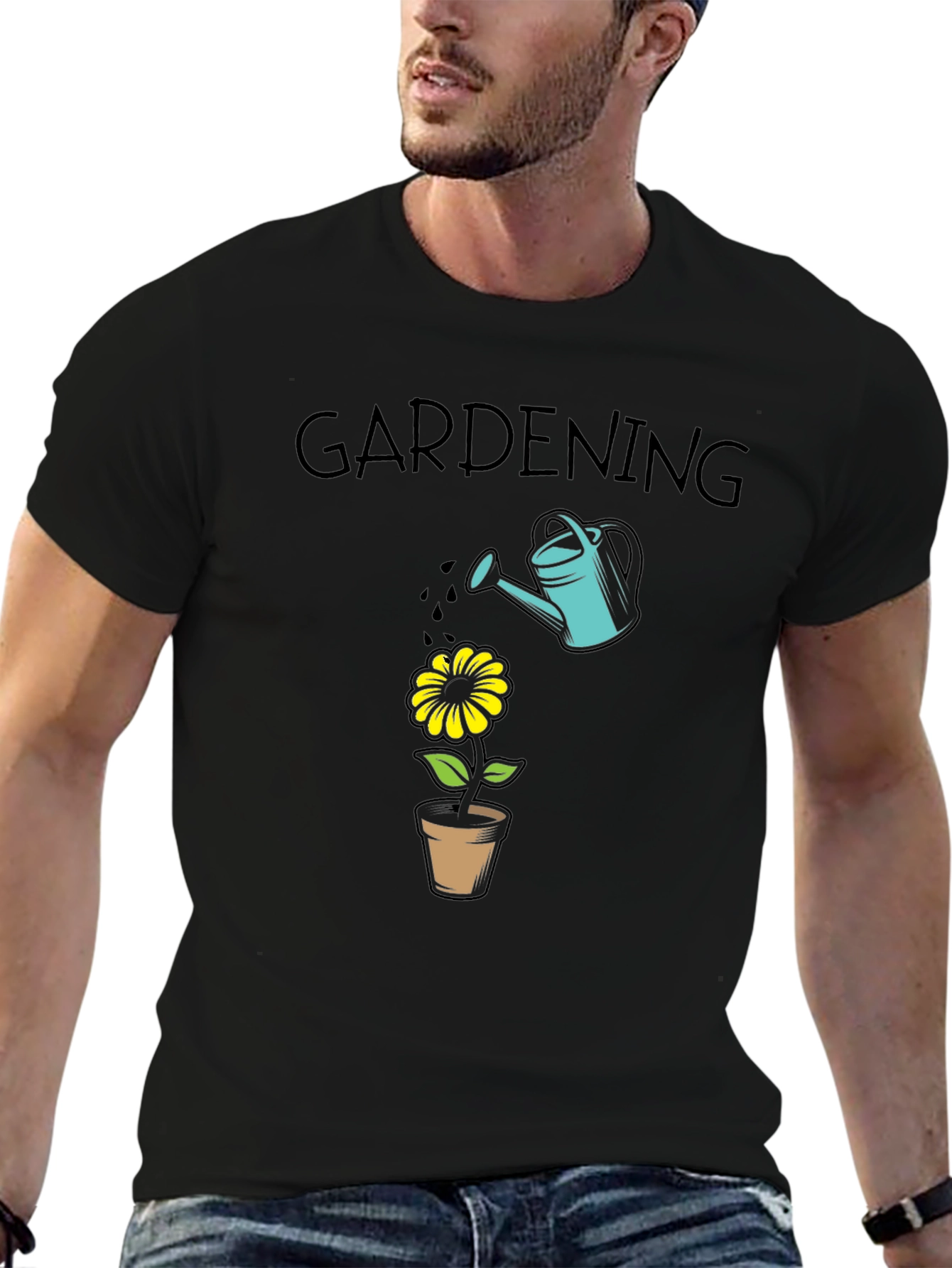 Gardening T-Shirt - Water Can & Flower Design