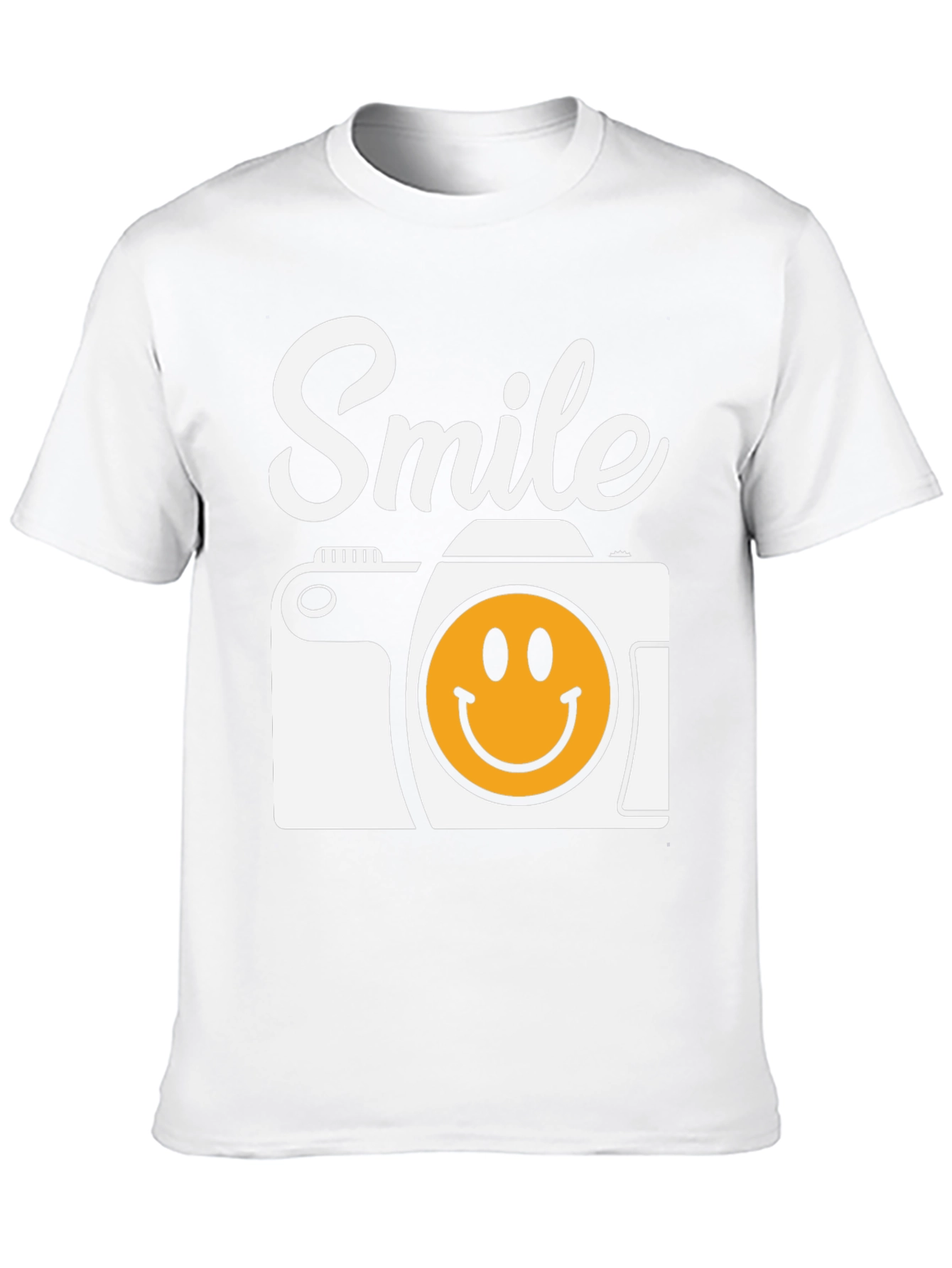 Smile Camera Graphic Tee - Black Cotton T-Shirt