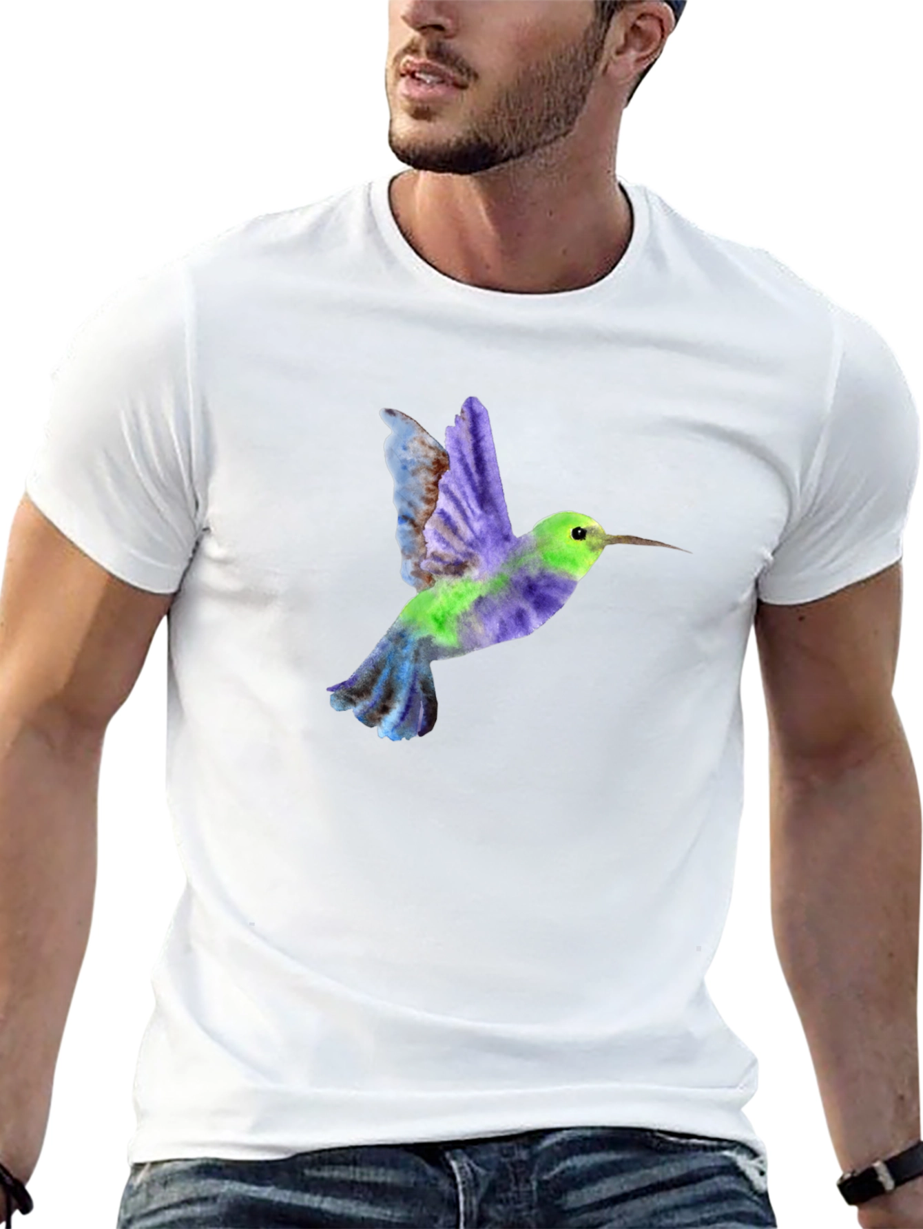 Hummingbird Graphic Tee - Black Cotton Blend