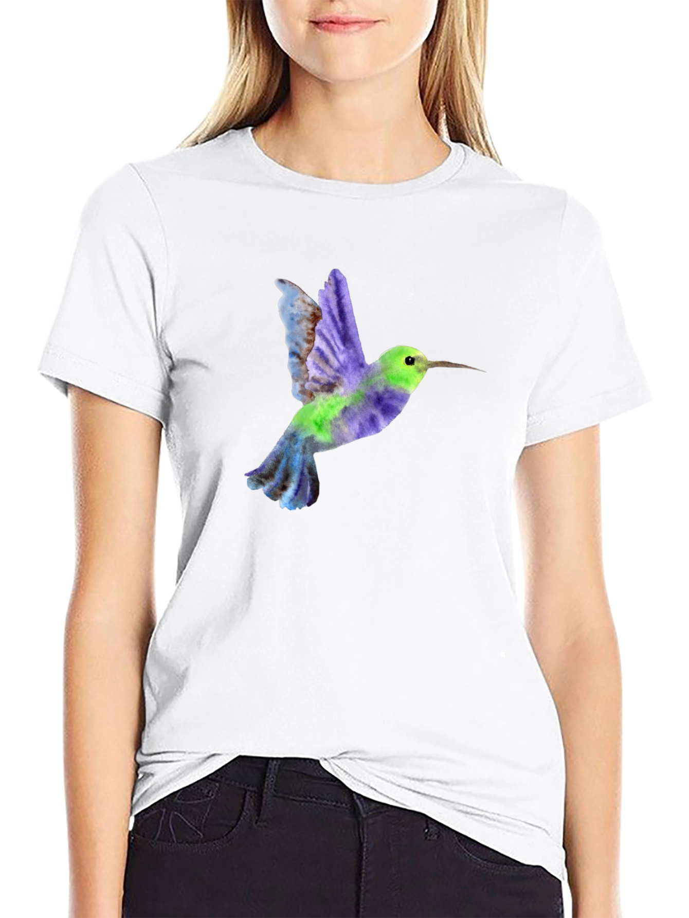 Hummingbird Graphic Tee - Black Cotton Blend