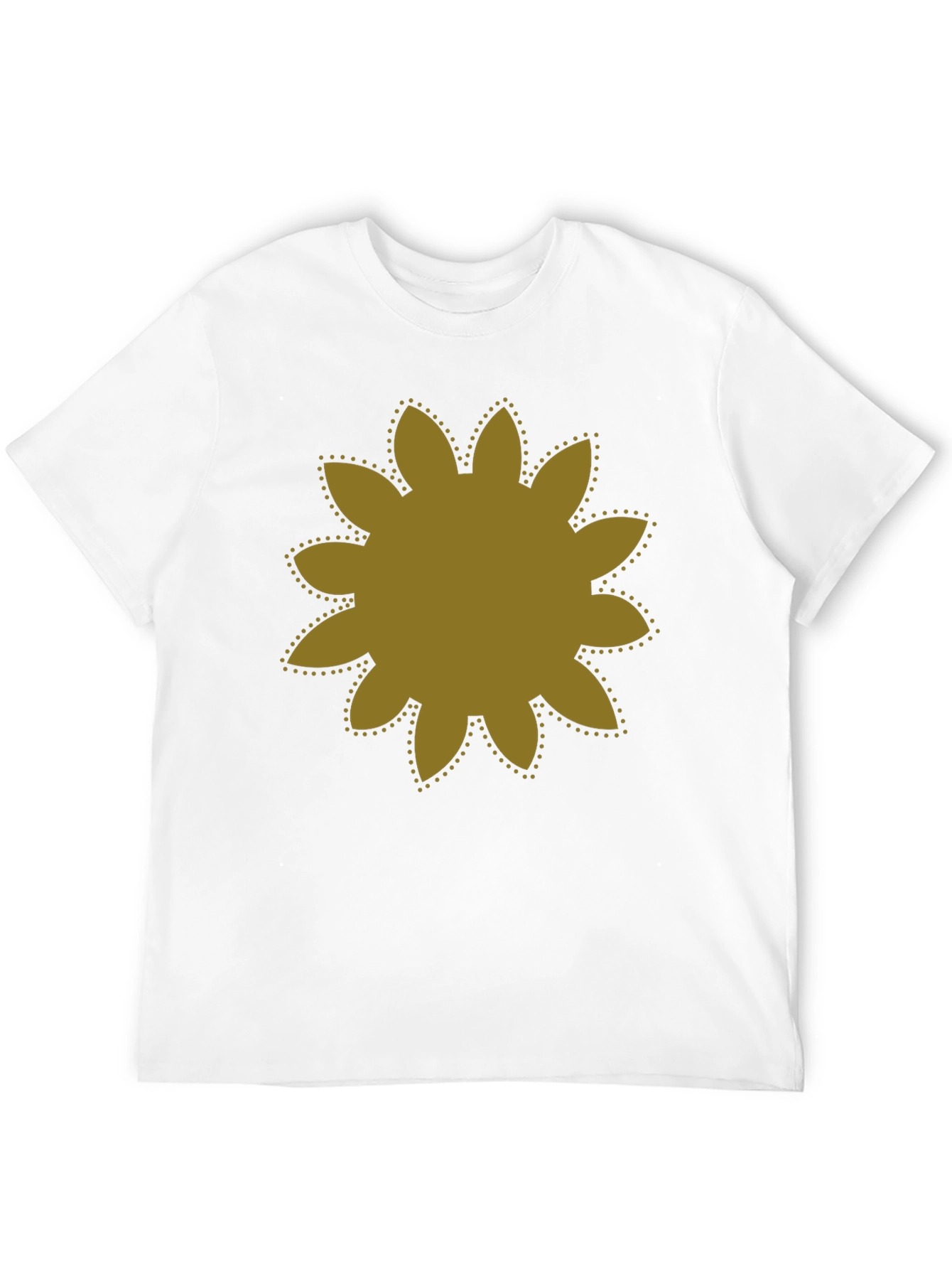 Black T-Shirt with Gold Flower Graphic
