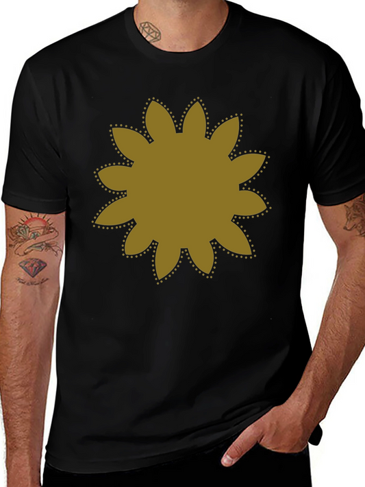 Black T-Shirt with Gold Flower Graphic