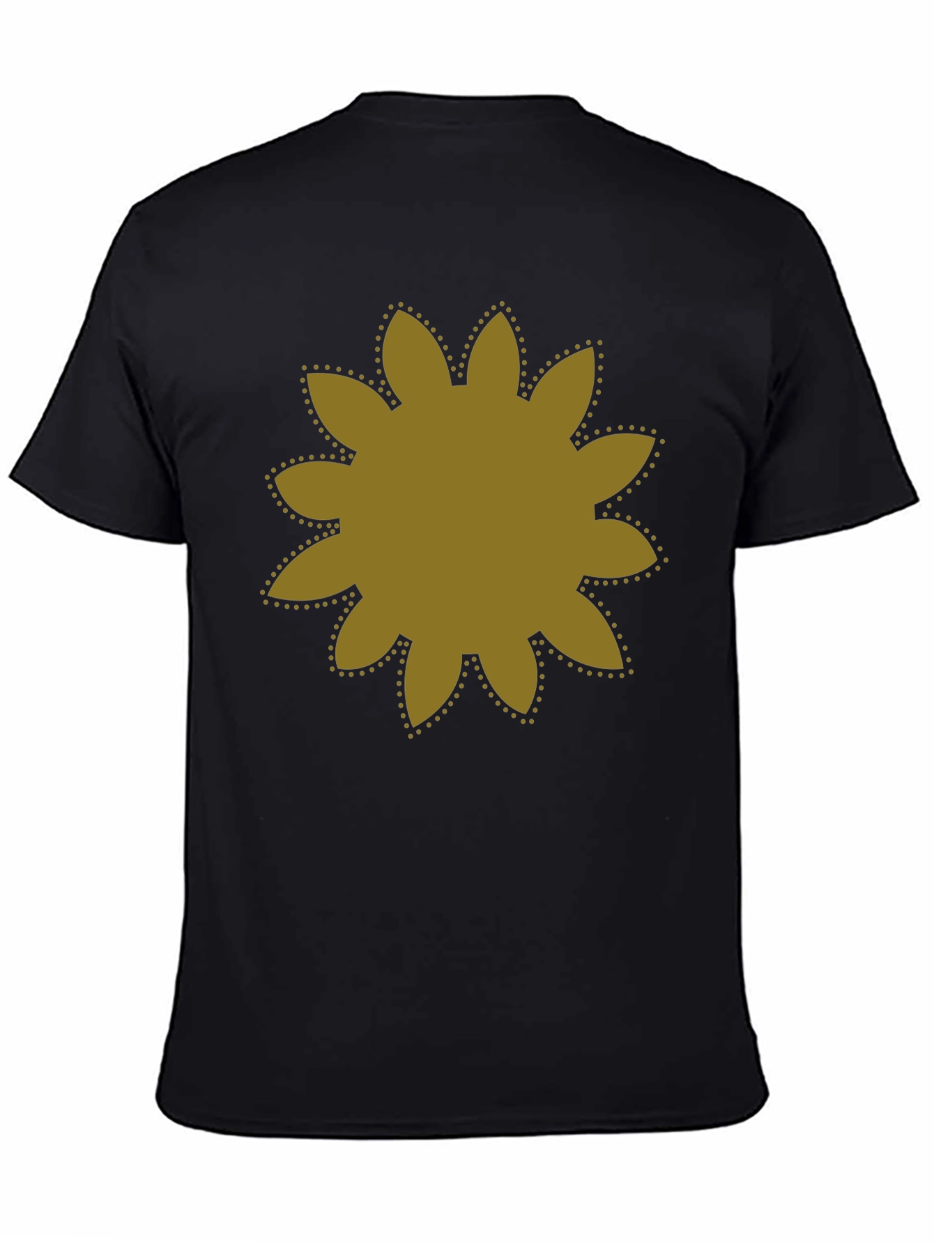 Black T-Shirt with Gold Flower Graphic