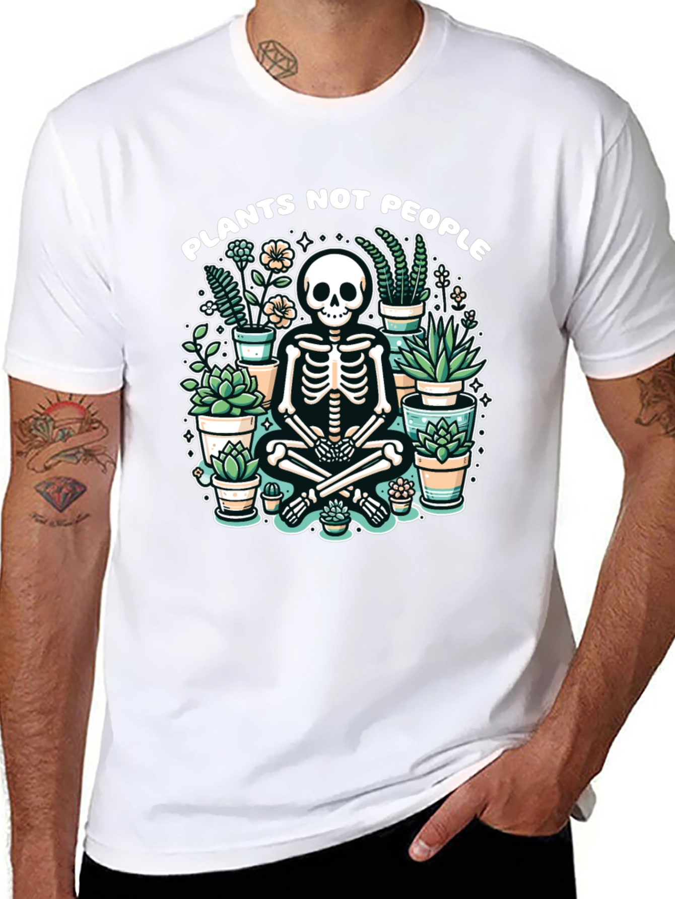 Plants Not People Skeleton Graphic Tee