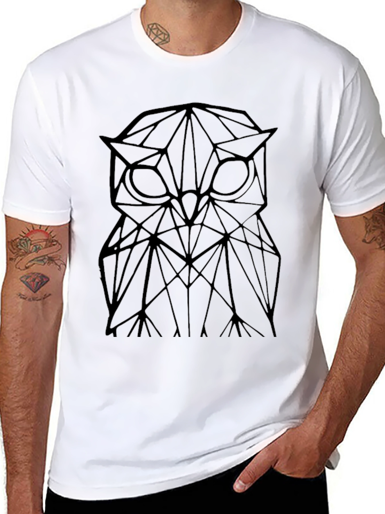 Geometric Owl T-Shirt - Stylish Mens Tee