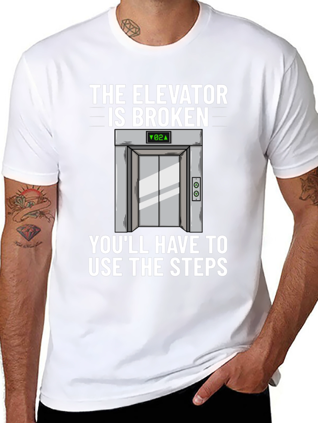 Elevator Broken T-Shirt - Humorous Graphic Tee