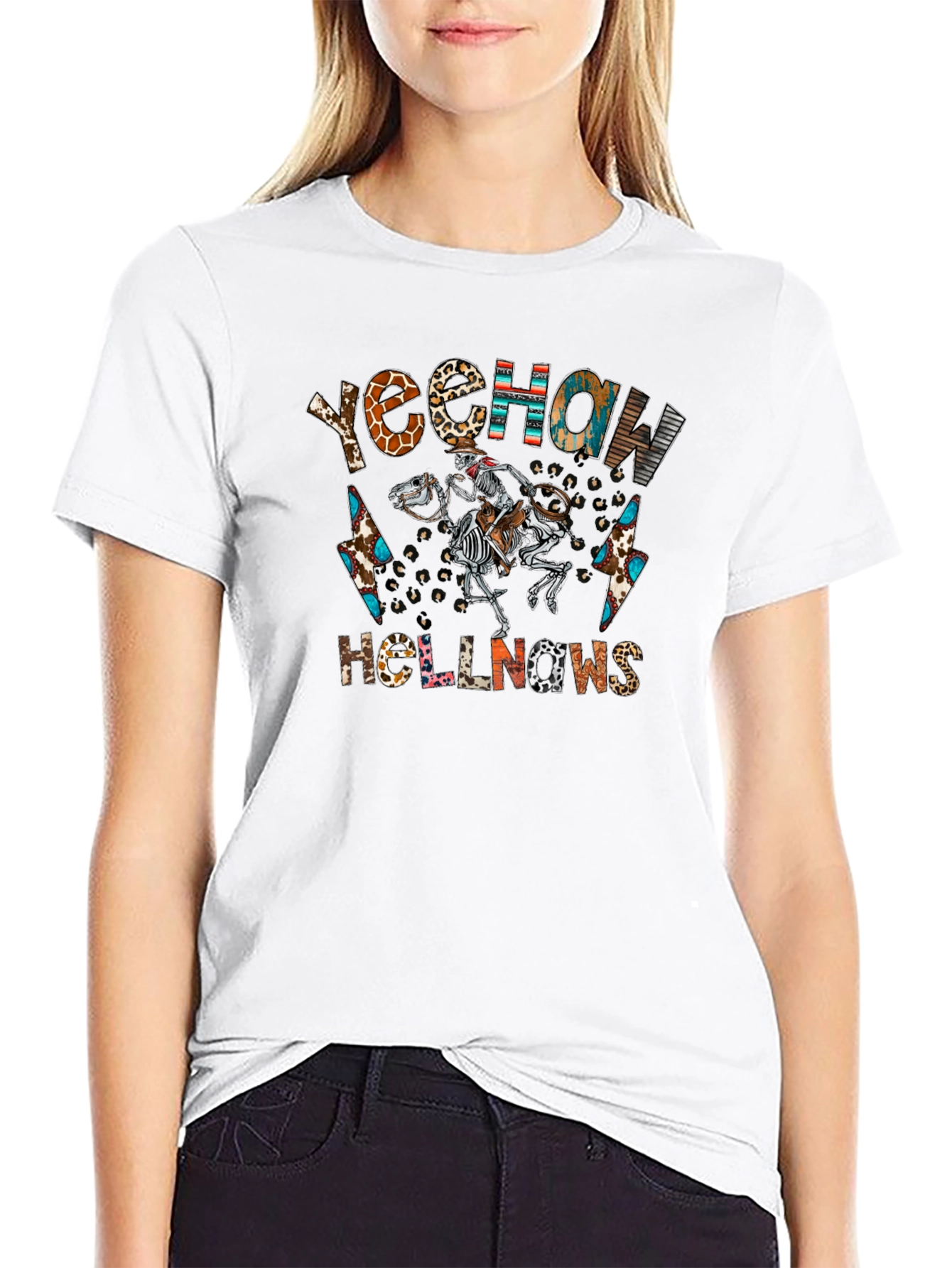 Yeehaw Hellnaws Skeleton Cowboy Graphic Tee