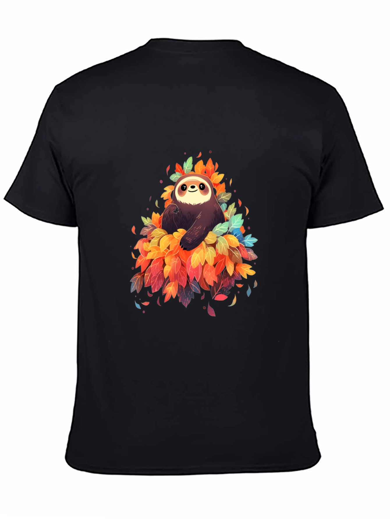 Sloth in Leaves Graphic Tee - Black T-Shirt