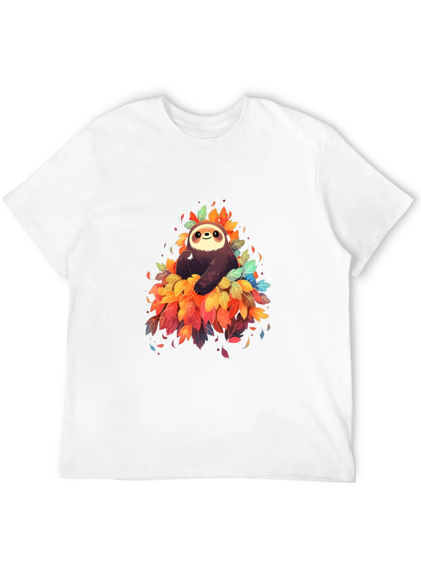 Sloth in Leaves Graphic Tee - Black T-Shirt