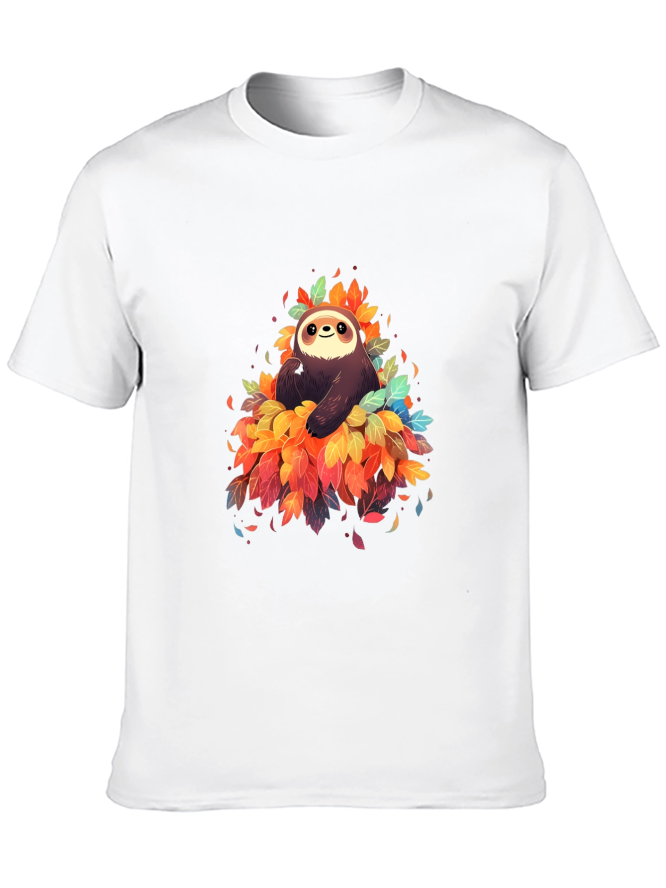 Sloth in Leaves Graphic Tee - Black T-Shirt