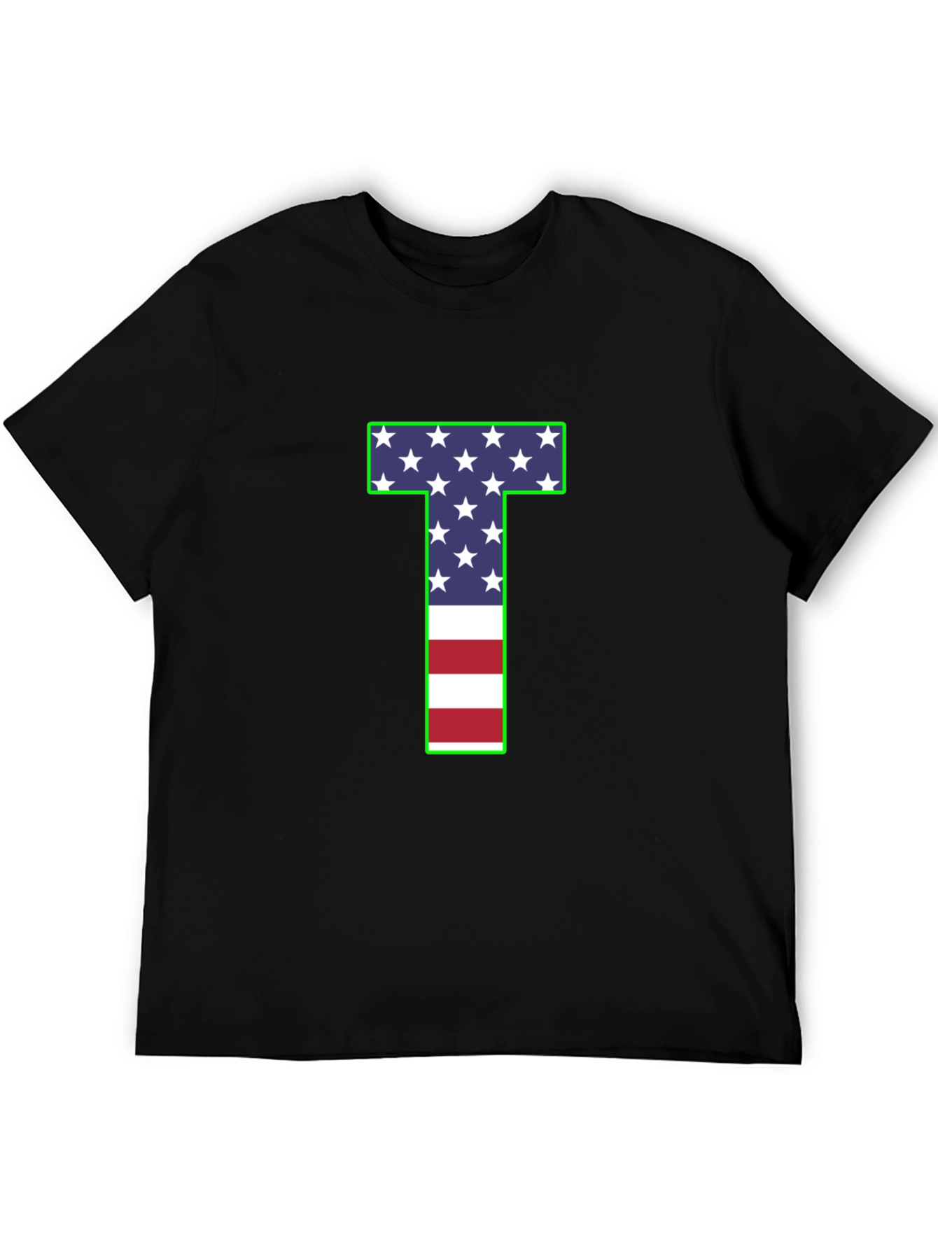 USA Flag Letter T Patriotic T-Shirt