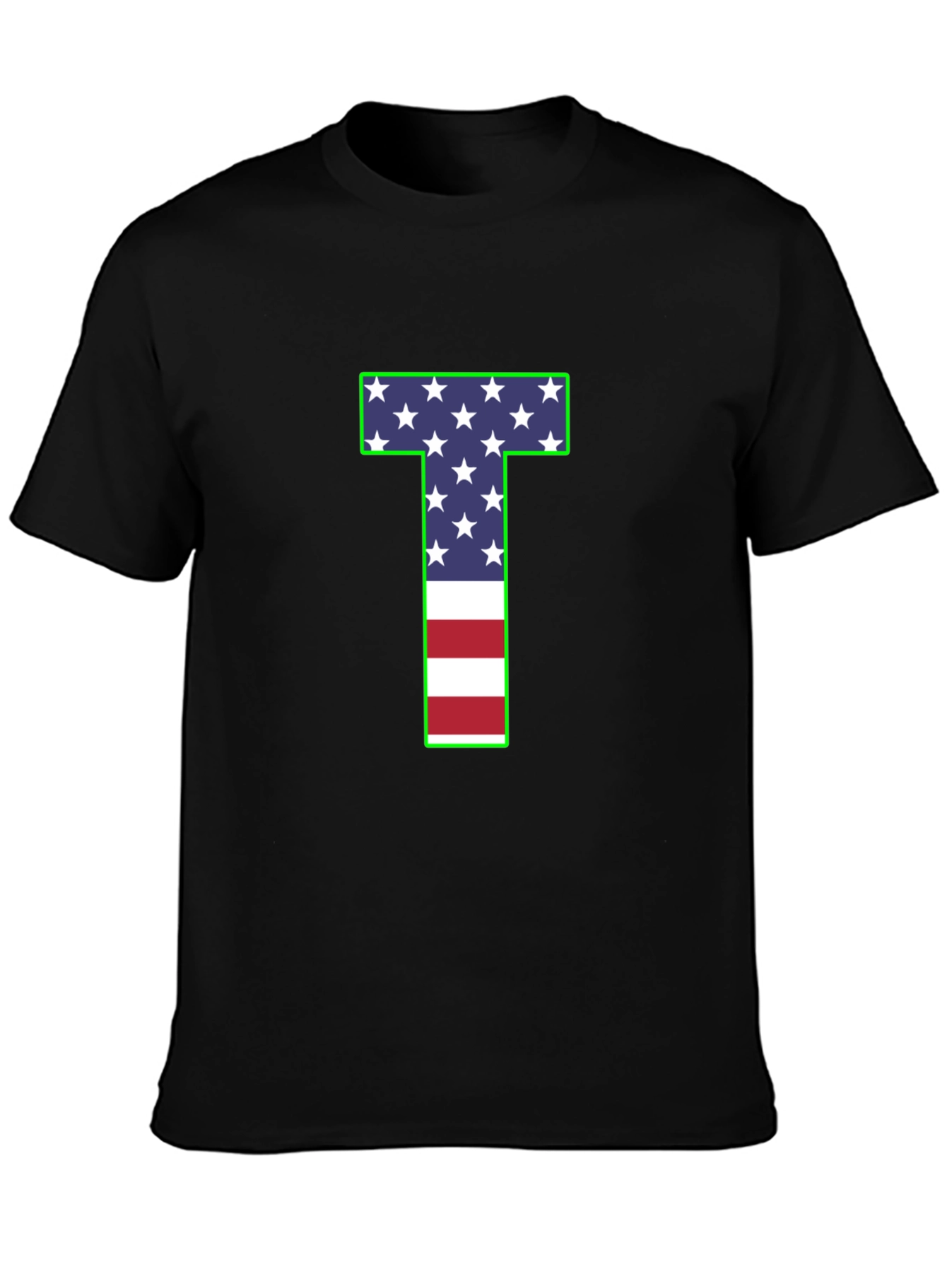 USA Flag Letter T Patriotic T-Shirt