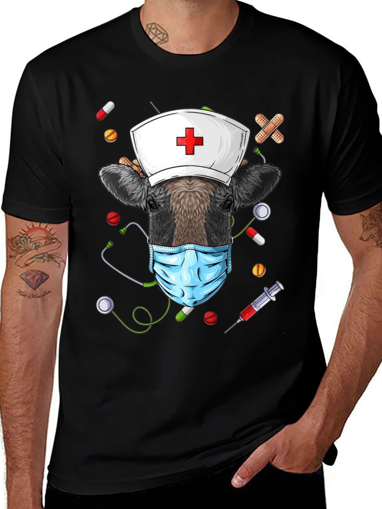 Nurse Cow Graphic Tee - Unisex Black T-Shirt