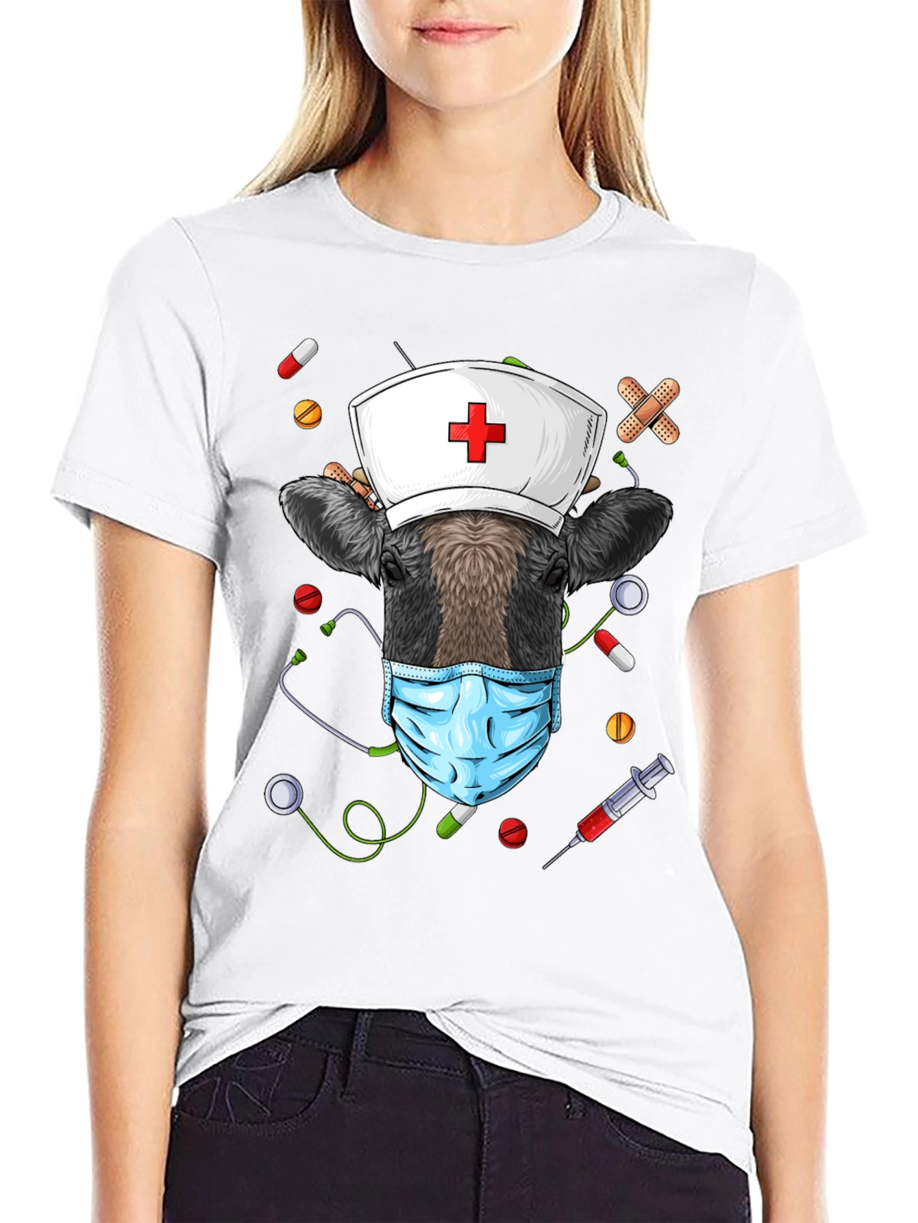 Nurse Cow Graphic Tee - Unisex Black T-Shirt