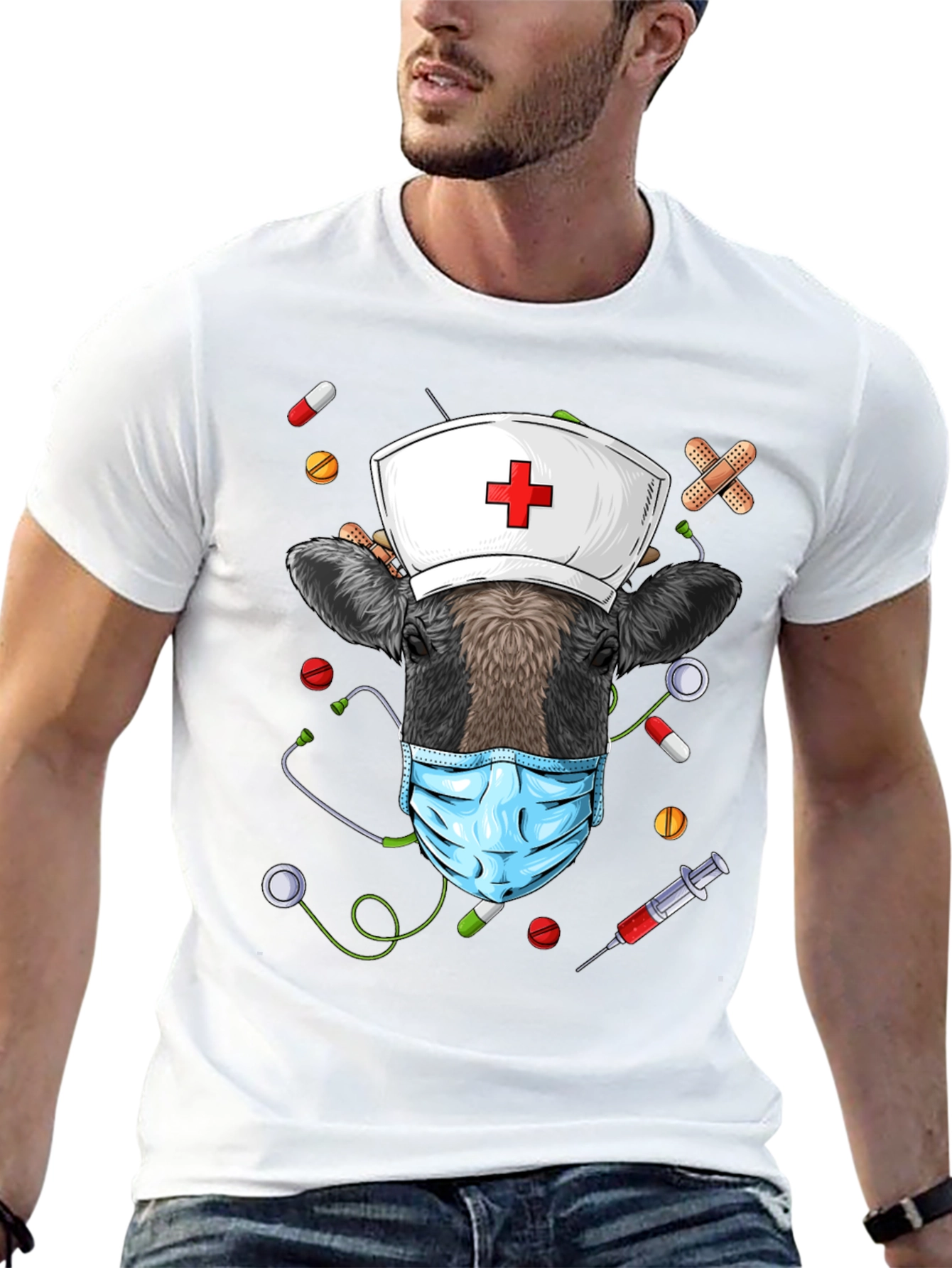 Nurse Cow Graphic Tee - Unisex Black T-Shirt
