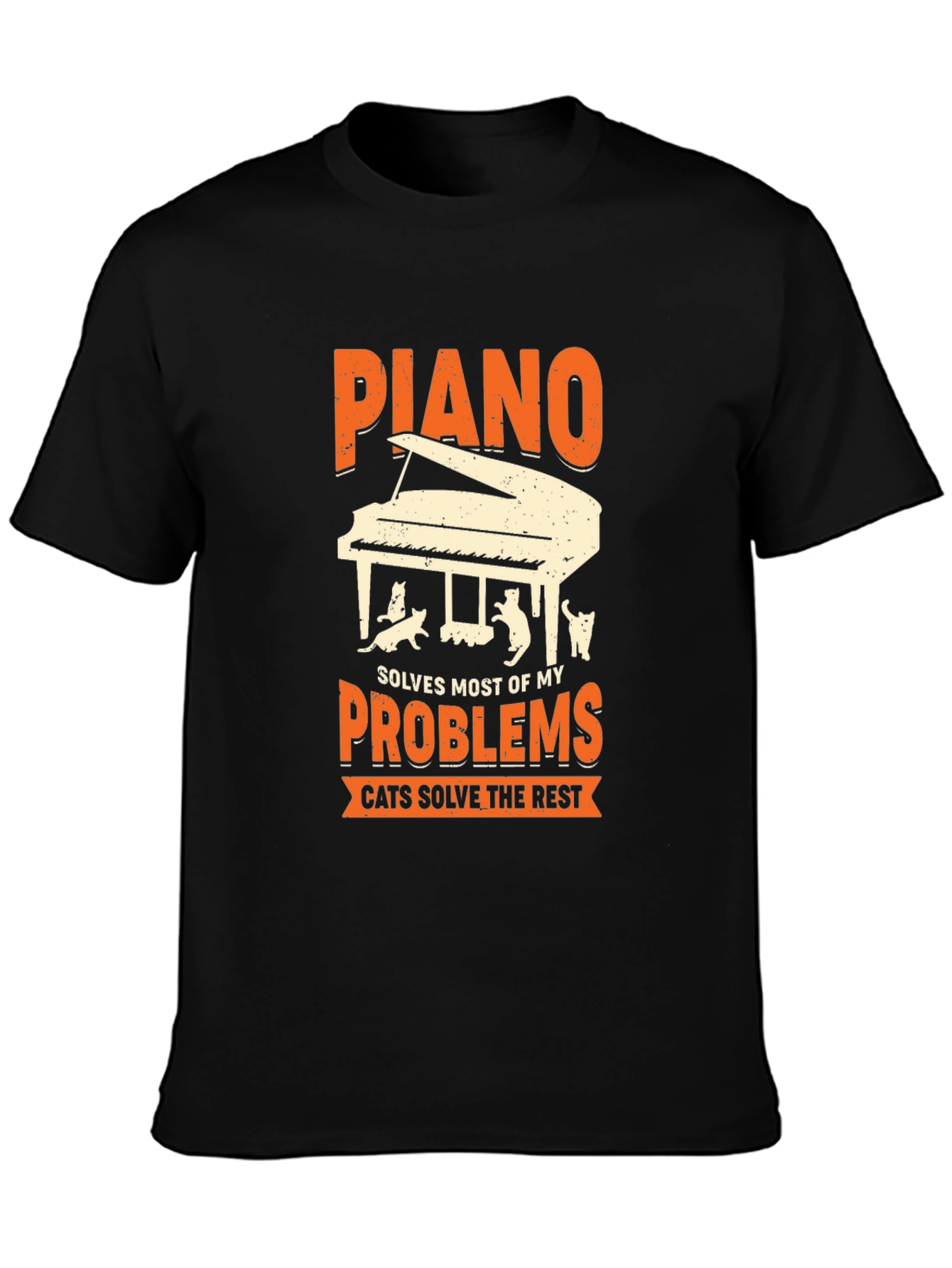 Piano & Cats Graphic Tee - Solve My Problems!