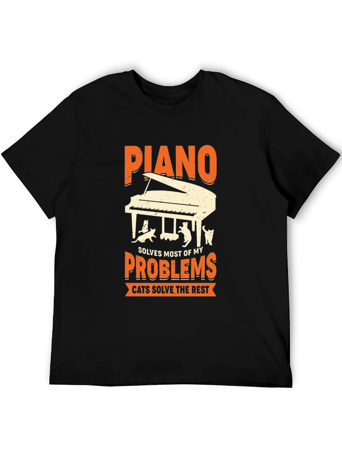 Piano & Cats Graphic Tee - Solve My Problems!