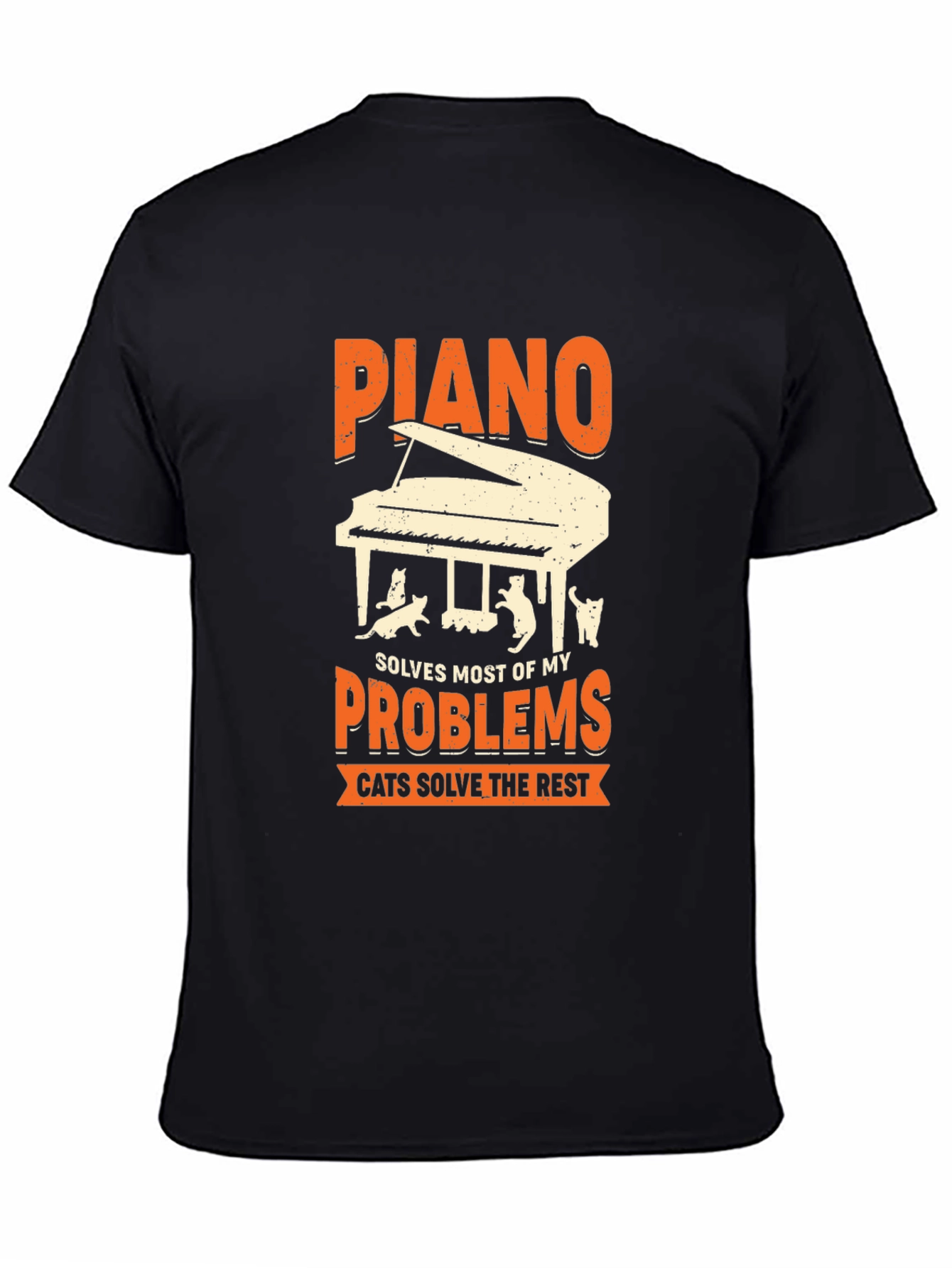 Piano & Cats Graphic Tee - Solve My Problems!