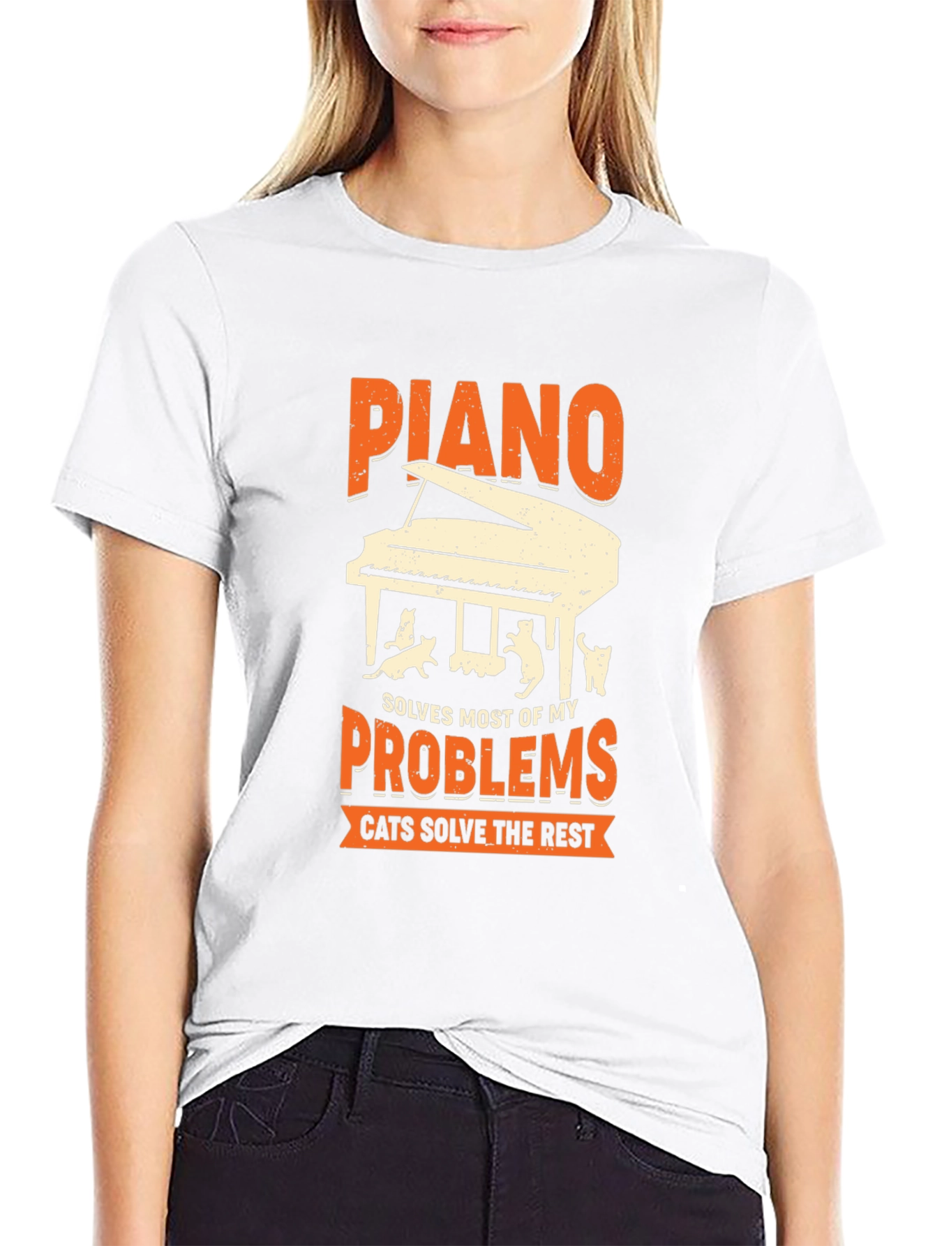Piano & Cats Graphic Tee - Solve My Problems!
