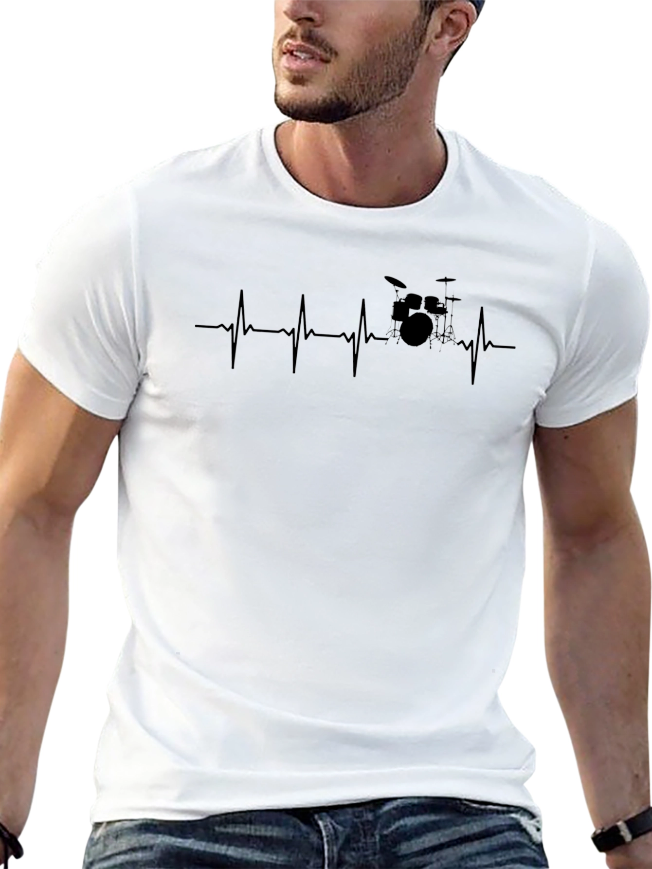 Drumbeat Heartbeat Graphic T-Shirt - Musician Gift