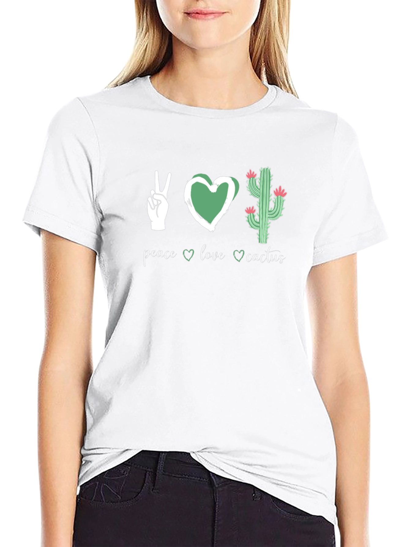 Peace Love Cactus Graphic Tee - Black