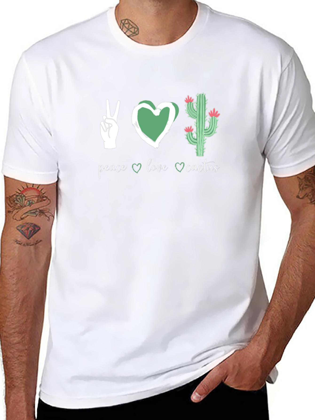 Peace Love Cactus Graphic Tee - Black