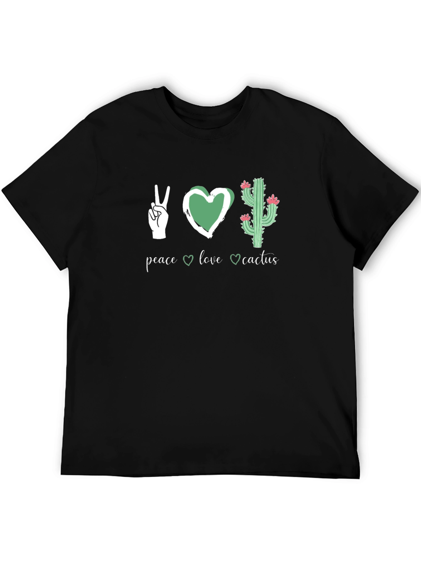 Peace Love Cactus Graphic Tee - Black