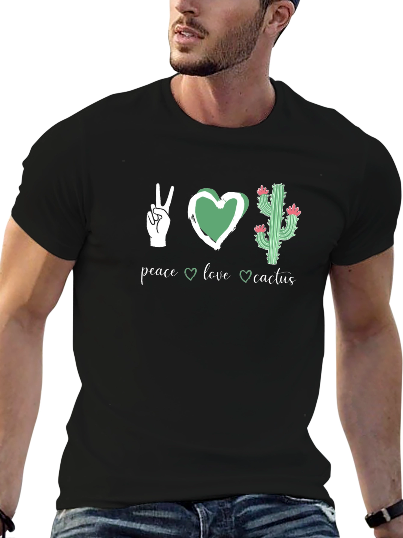 Peace Love Cactus Graphic Tee - Black