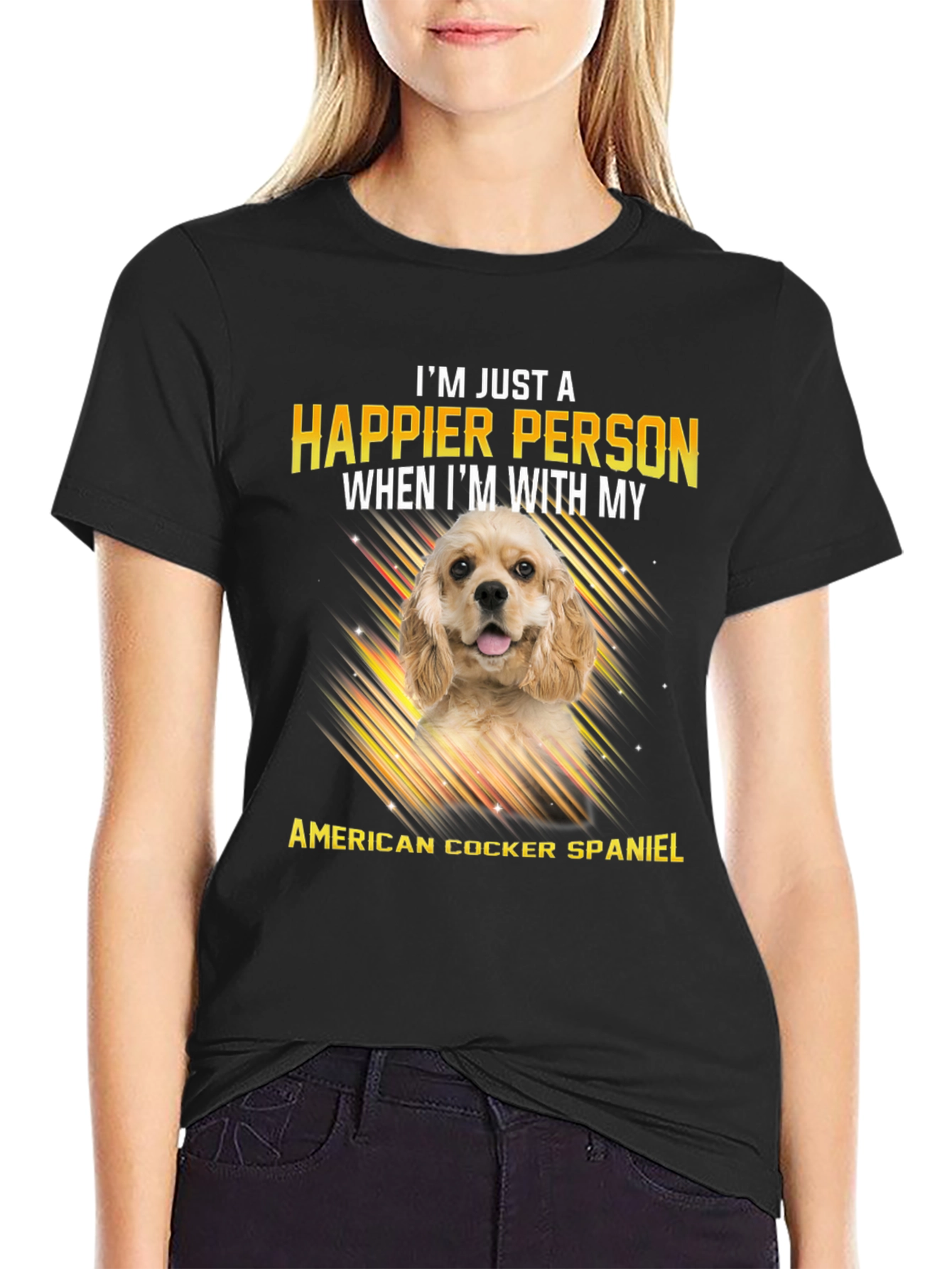 American Cocker Spaniel T-Shirt: Happier Person Tee