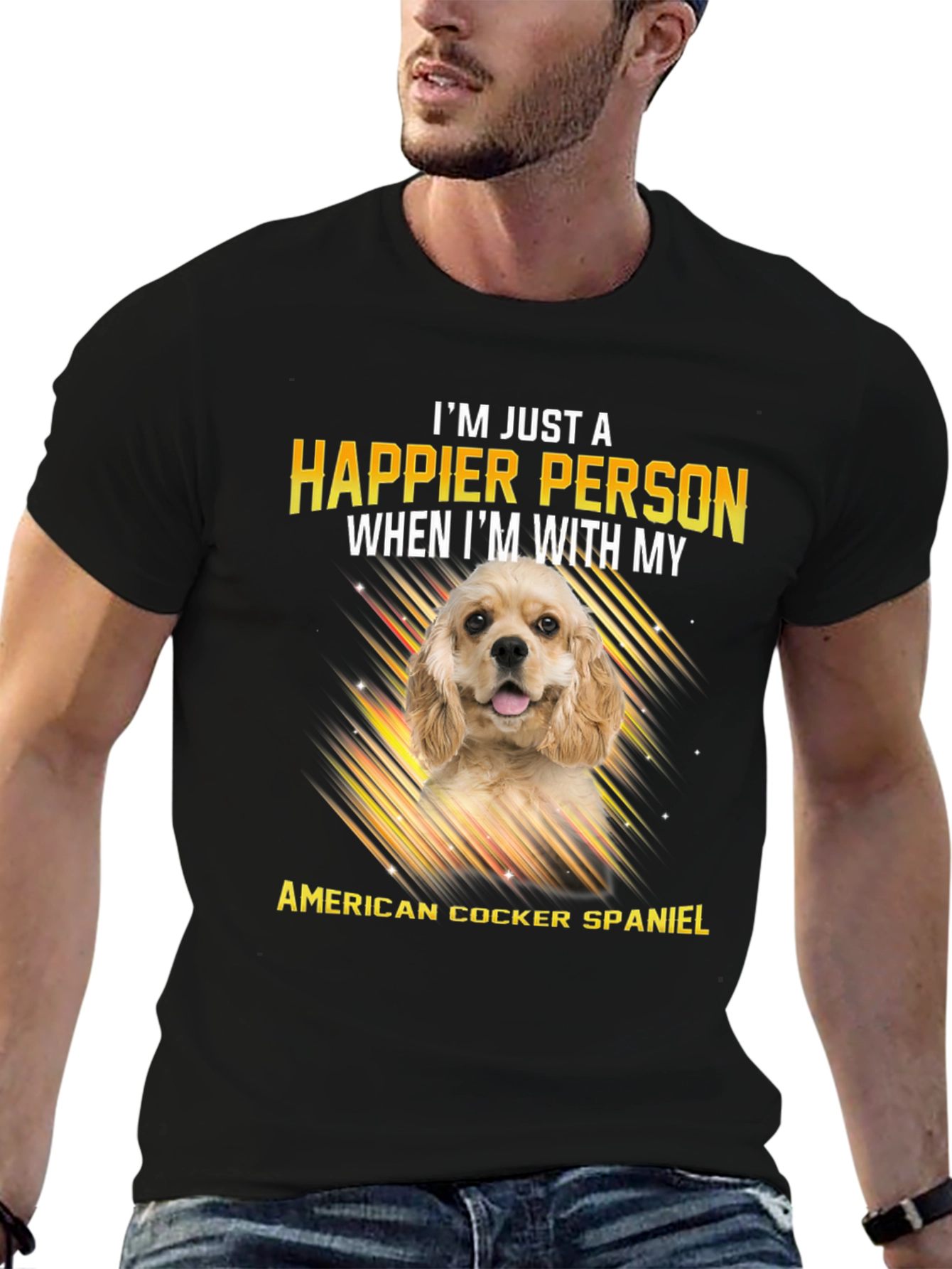 American Cocker Spaniel T-Shirt: Happier Person Tee
