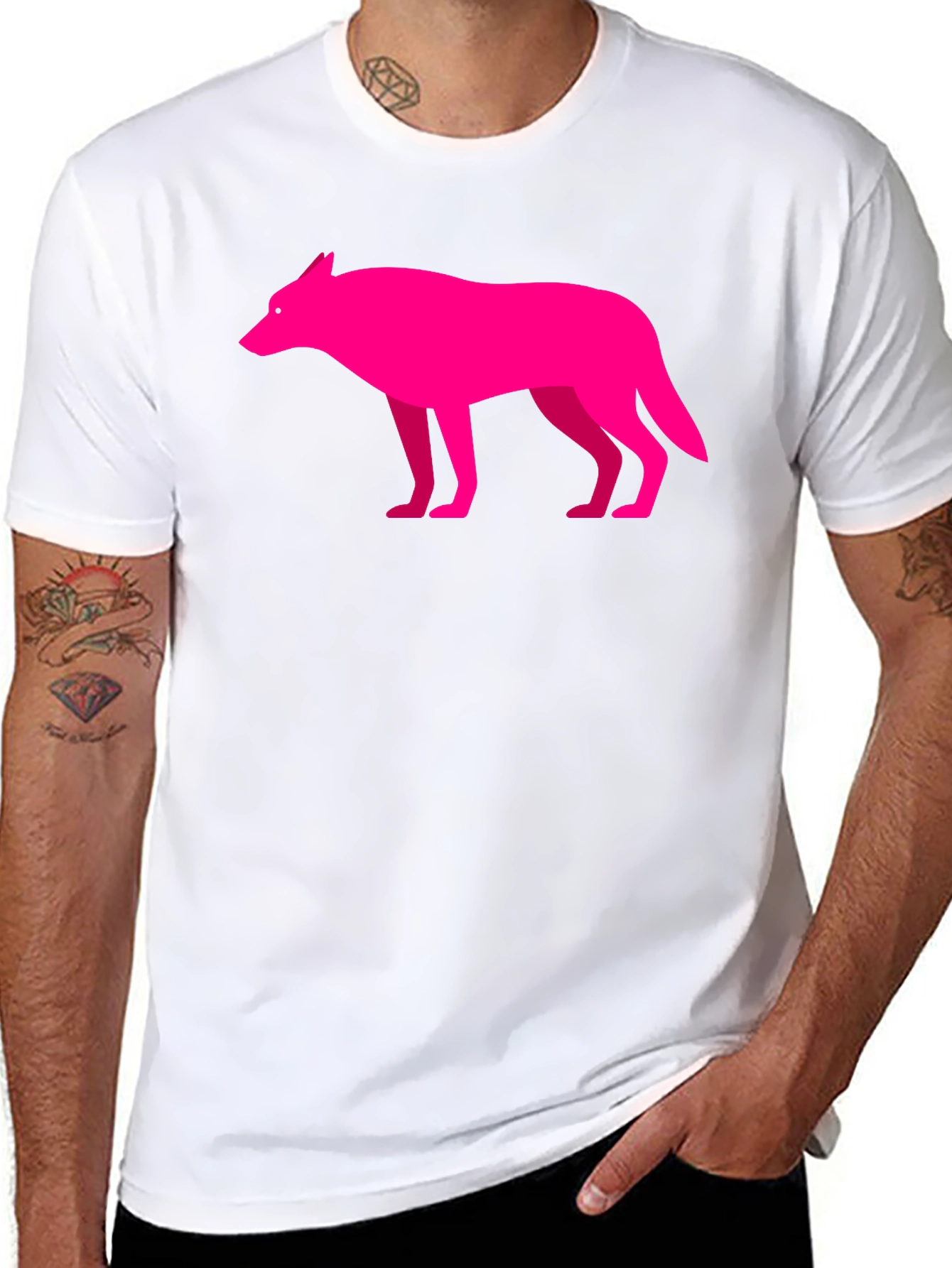 Pink Wolf Graphic Black T-Shirt