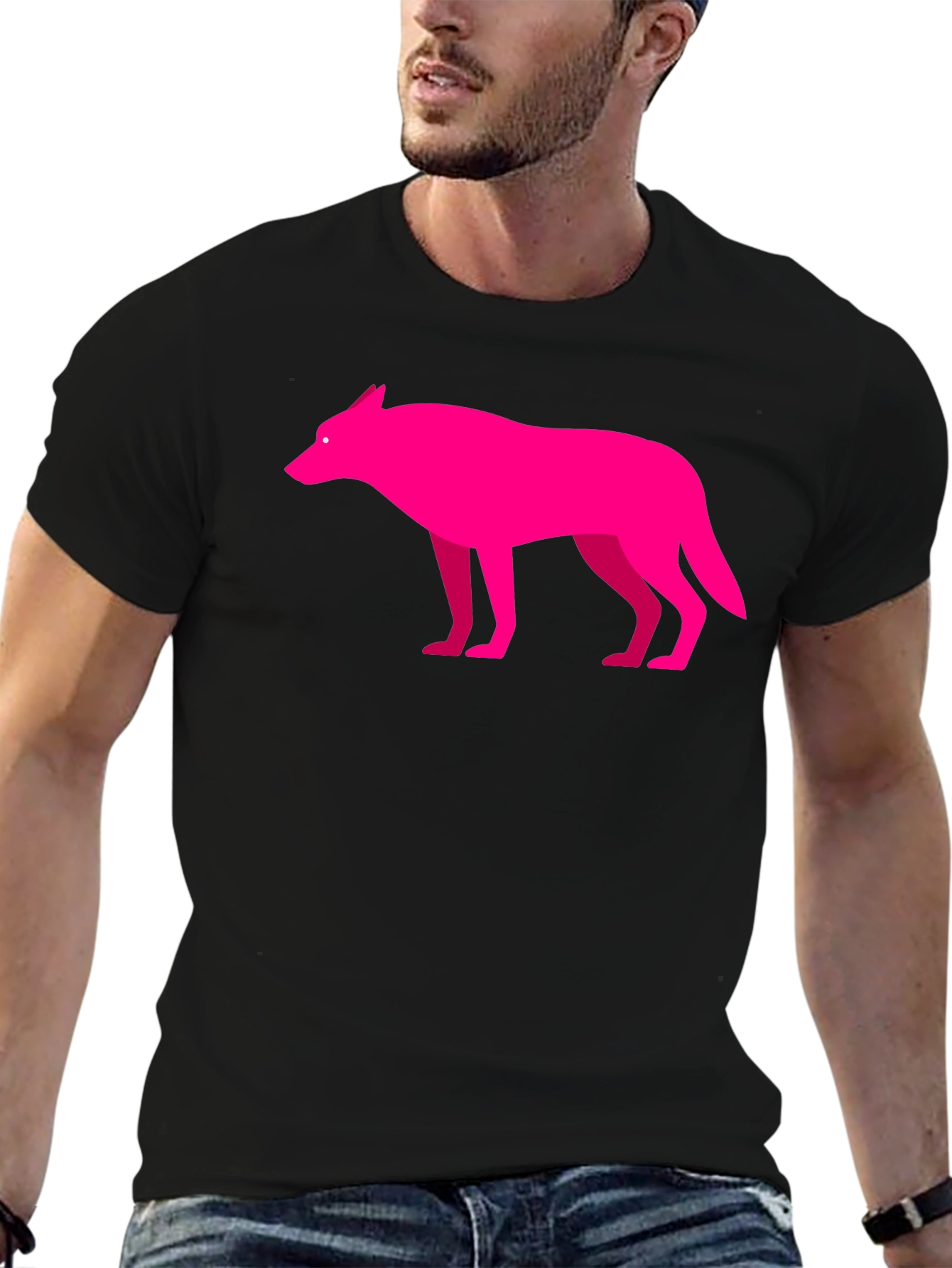 Pink Wolf Graphic Black T-Shirt