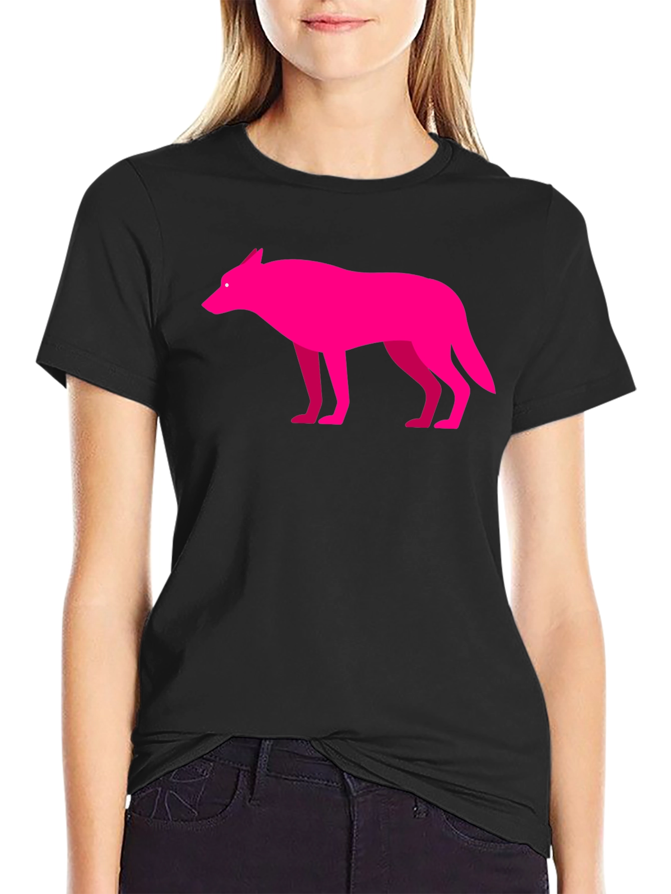 Pink Wolf Graphic Black T-Shirt